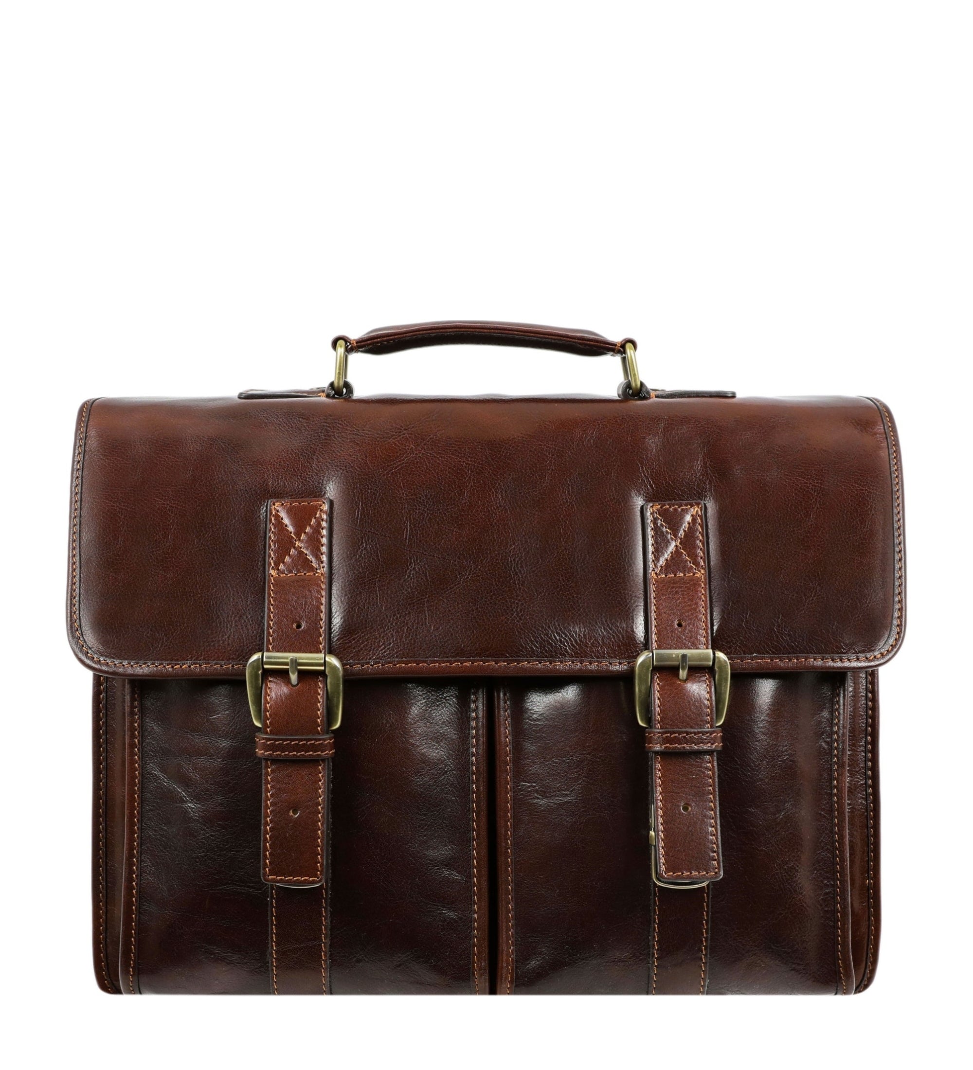 Full Grain Italian Leather Briefcase, Satchel Bag - The Time Machine