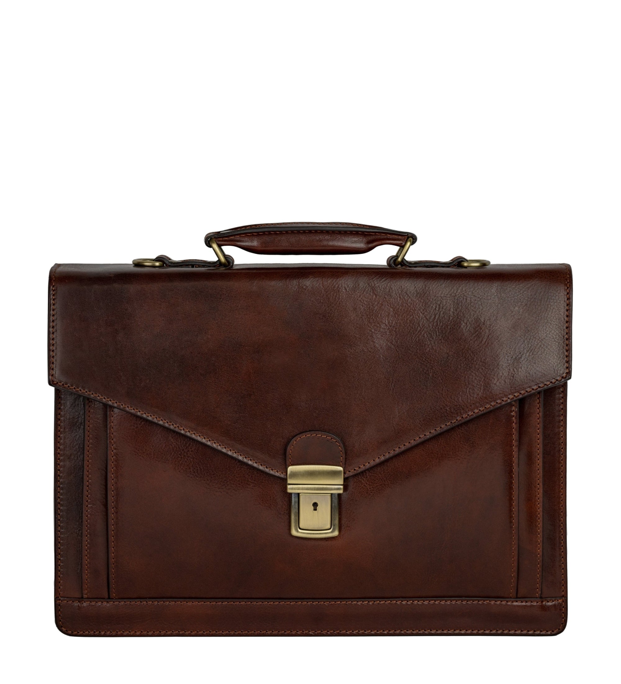 Classic Design Full Grain Italian Leather Briefcase - The Magus