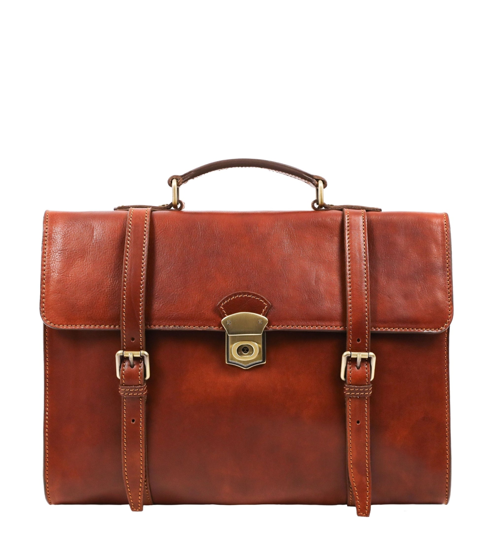 Full Grain Italian Leather Belted Briefcase, Convertible Backpack - The Glass Menagerie