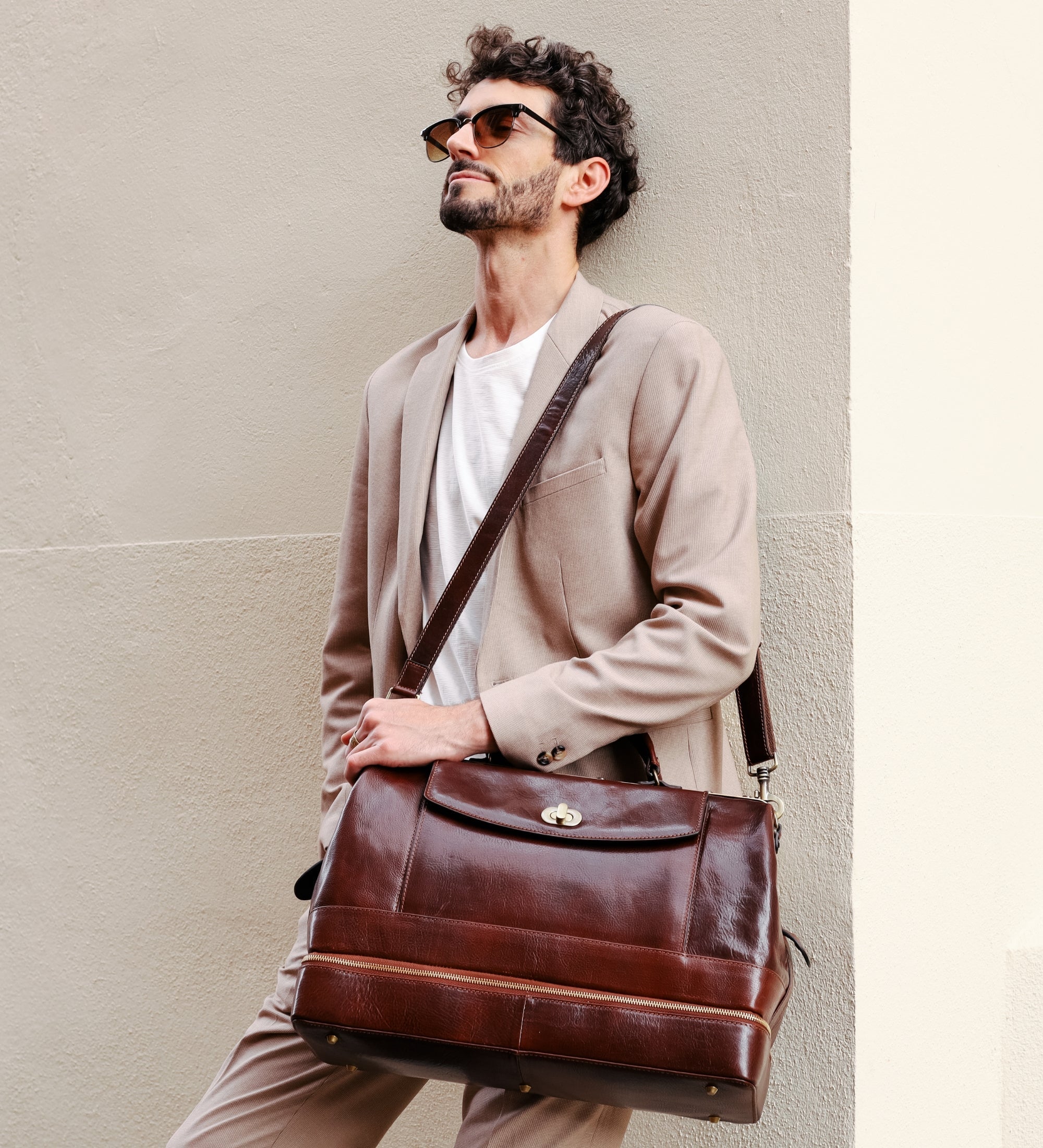 Brown Full Grain Italian Leather Doctor Bag, Medical Bag, Leather Handbag - Doctor Faustus