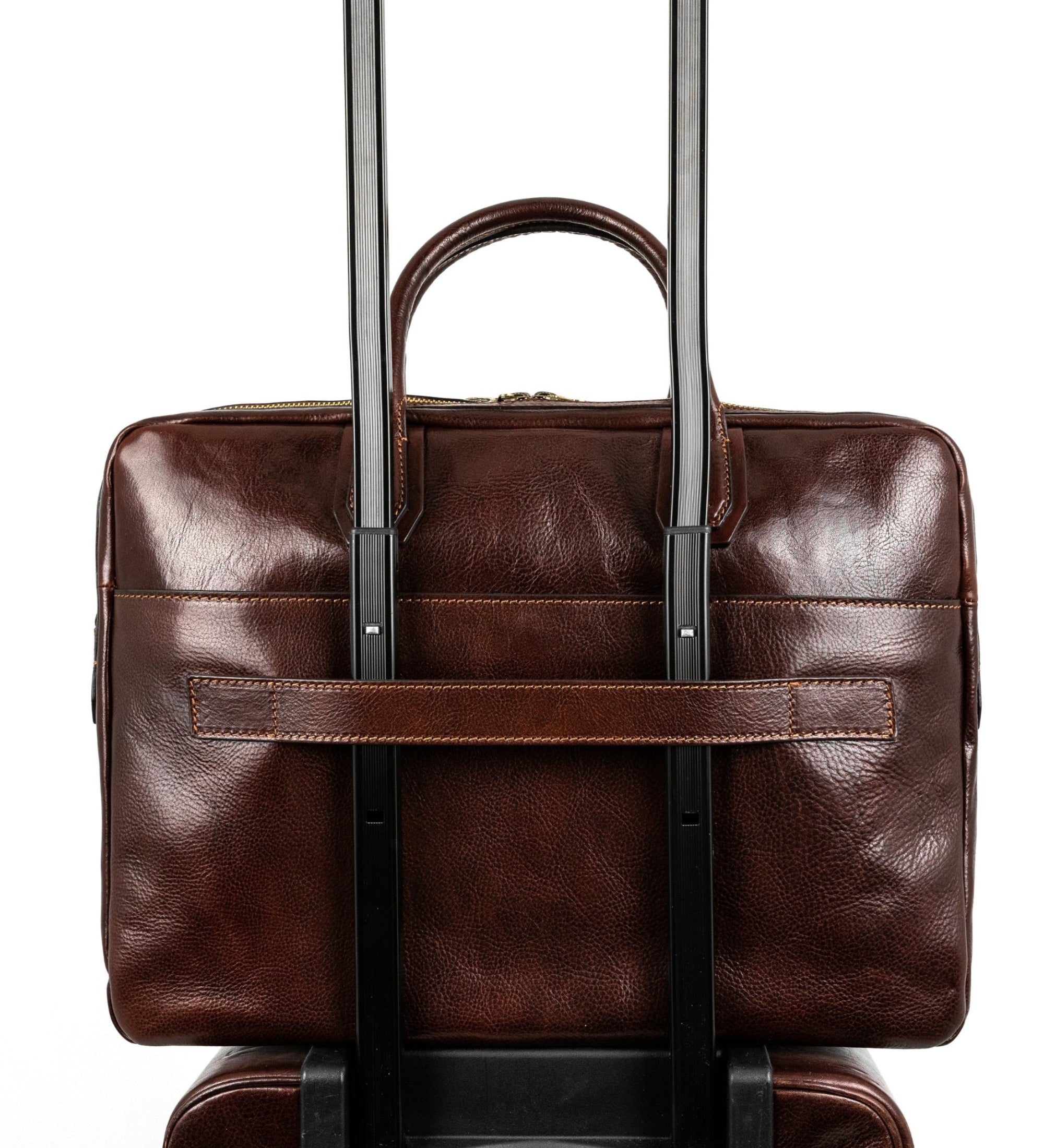 Large Full Grain Italian Leather Briefcase Laptop Bag - Nostromo