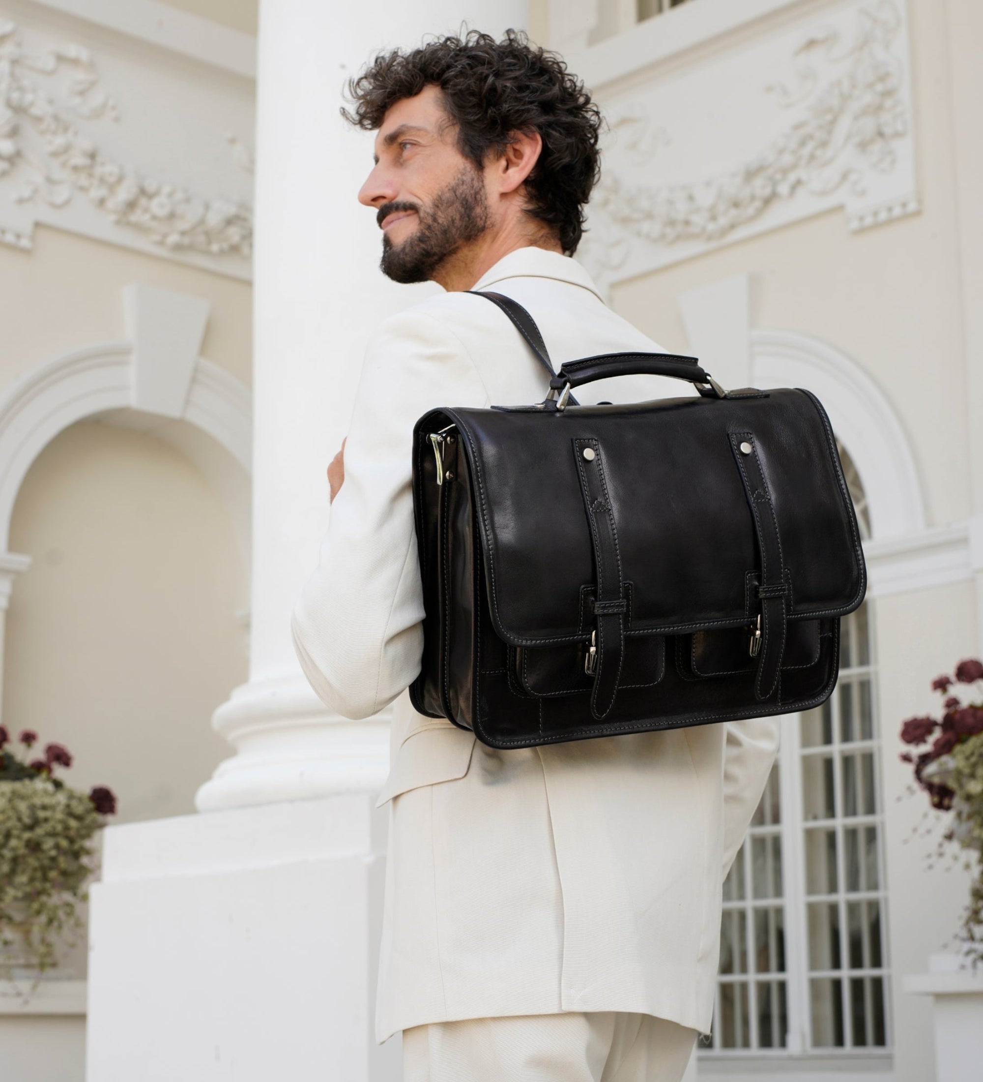 Full Grain Italian Leather Briefcase Backpack - A Midsummer Night's Dream