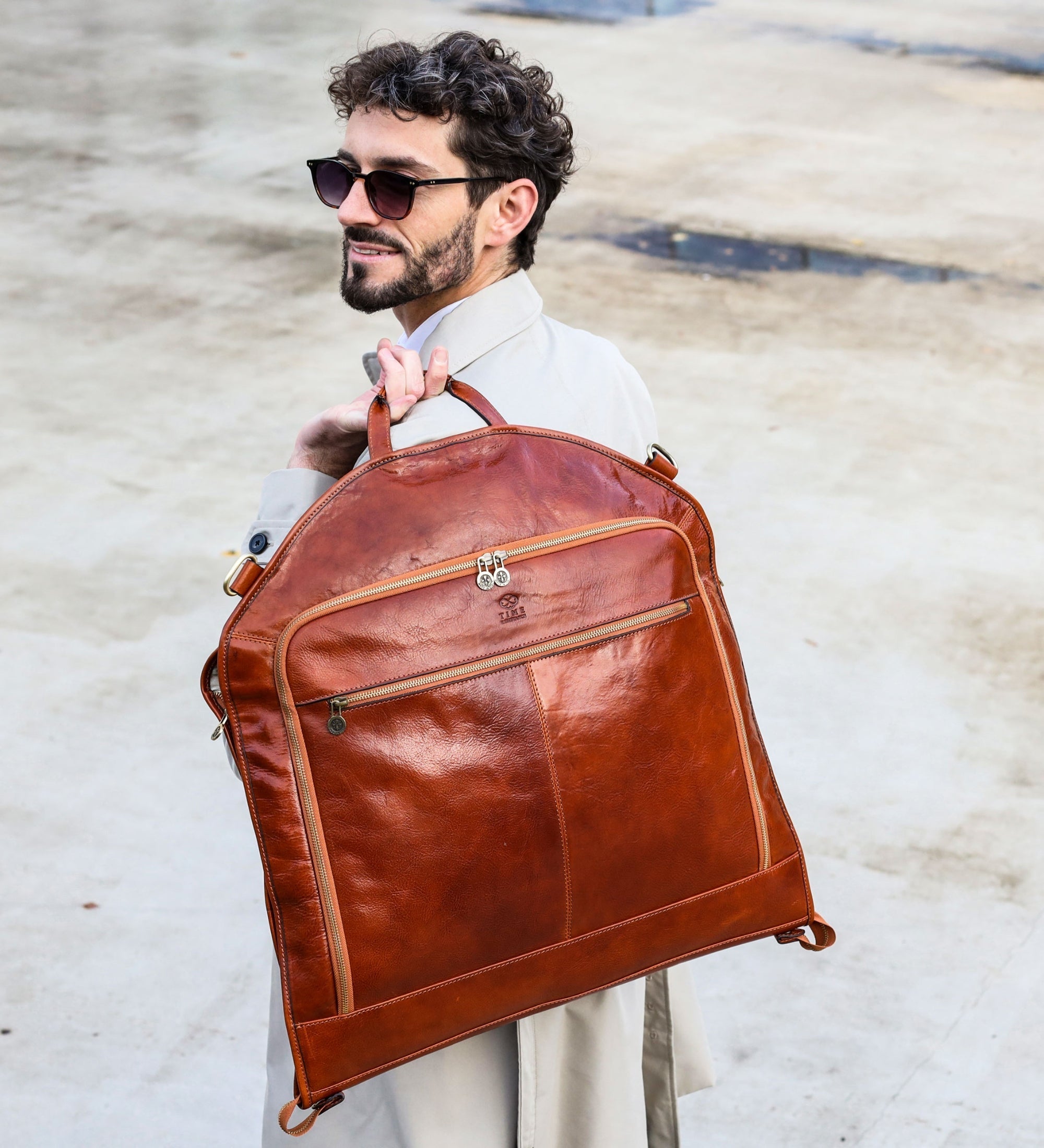 Full Grain Italian Leather Garment / Suit Bag - Travels with Charley