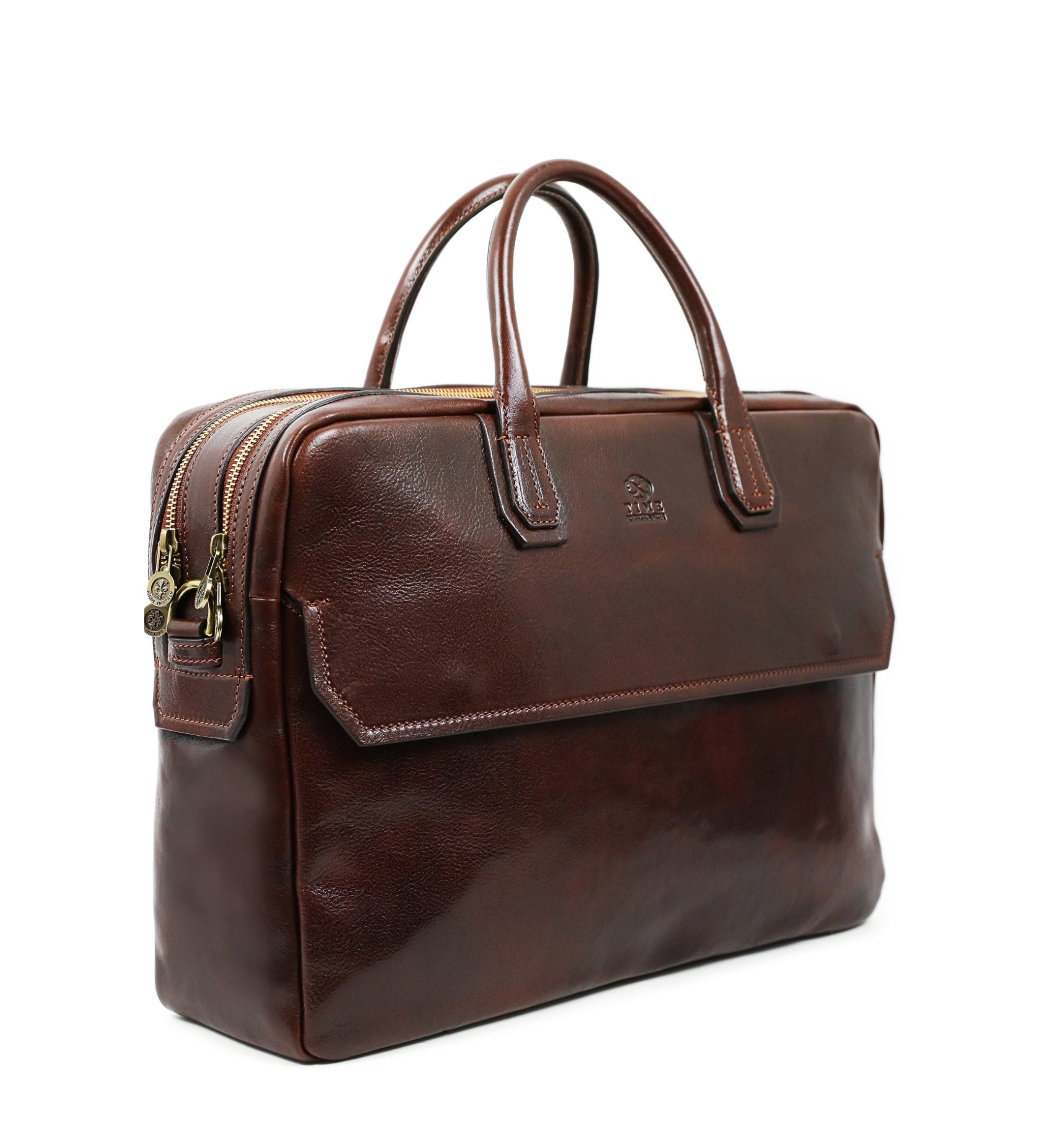 Large Full Grain Italian Leather Briefcase Laptop Bag - Nostromo