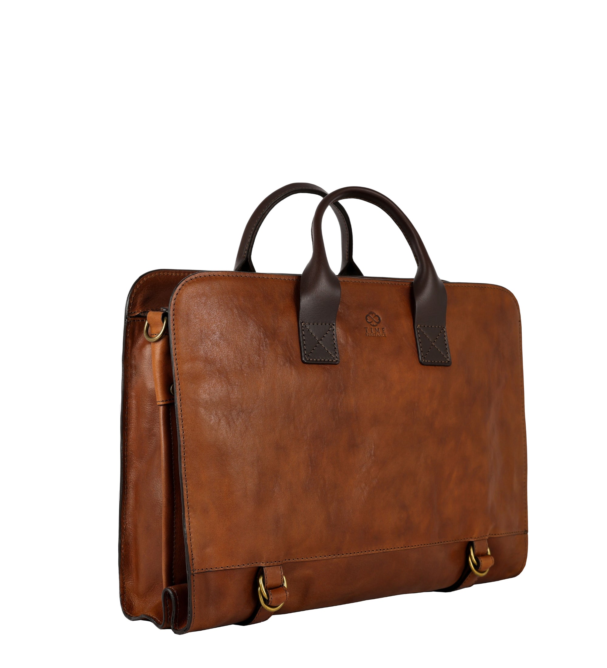 Full Grain Italian Leather Briefcase - Wide Sargasso Sea