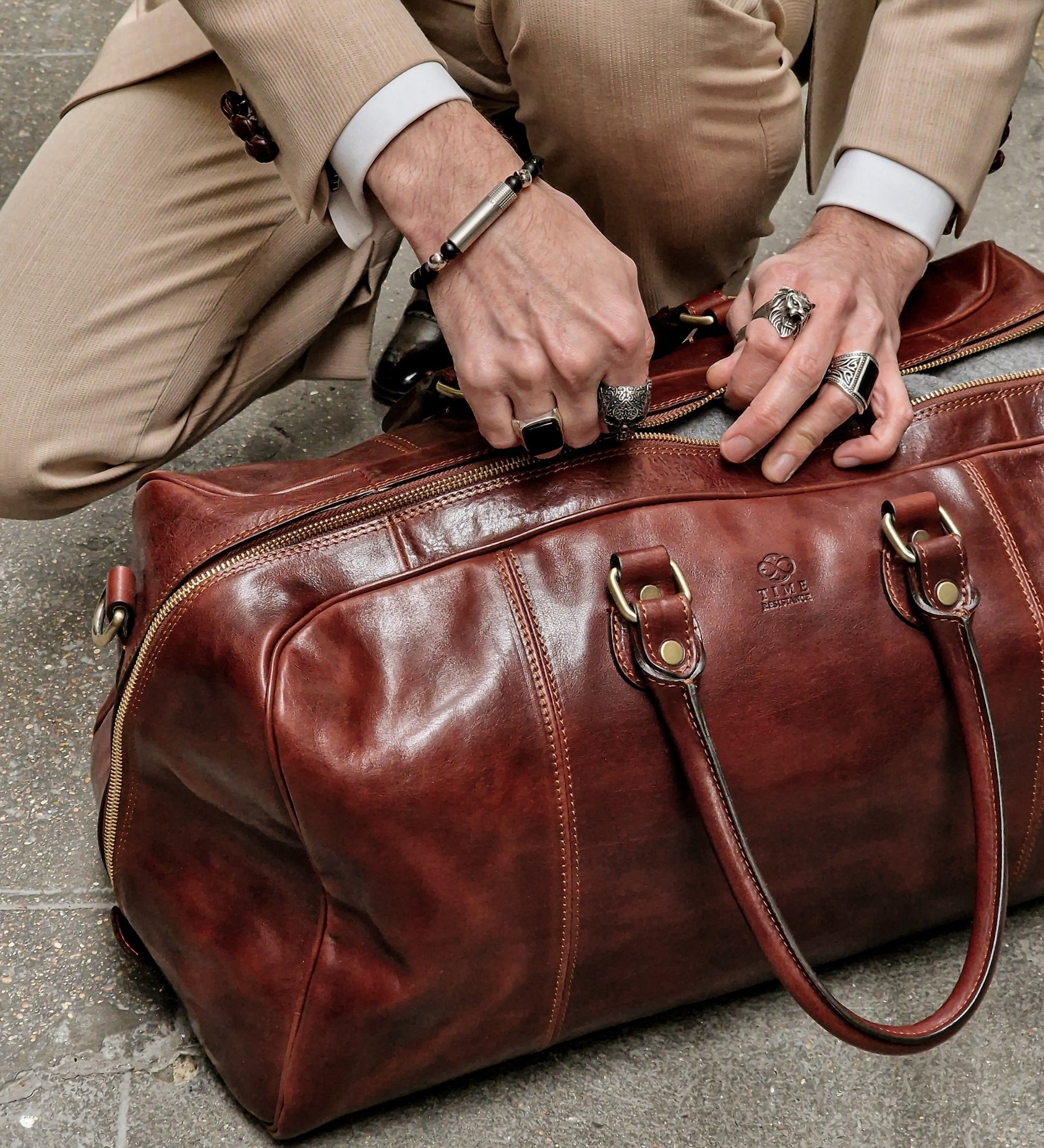 Full Grain Italian Leather Duffel Bag Weekender Bag - The Count of Monte Cristo