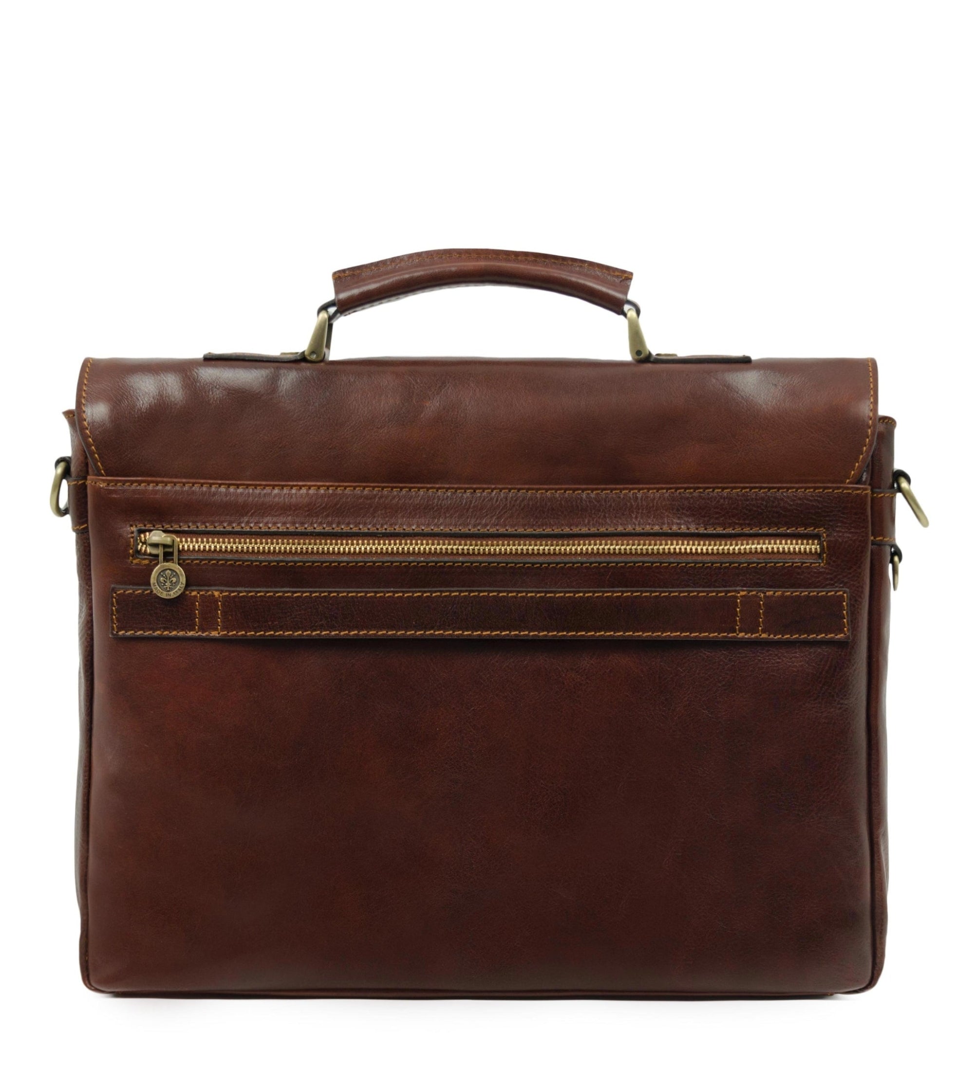 Full Grain Italian Leather Briefcase Laptop Bag  - In Cold Blood