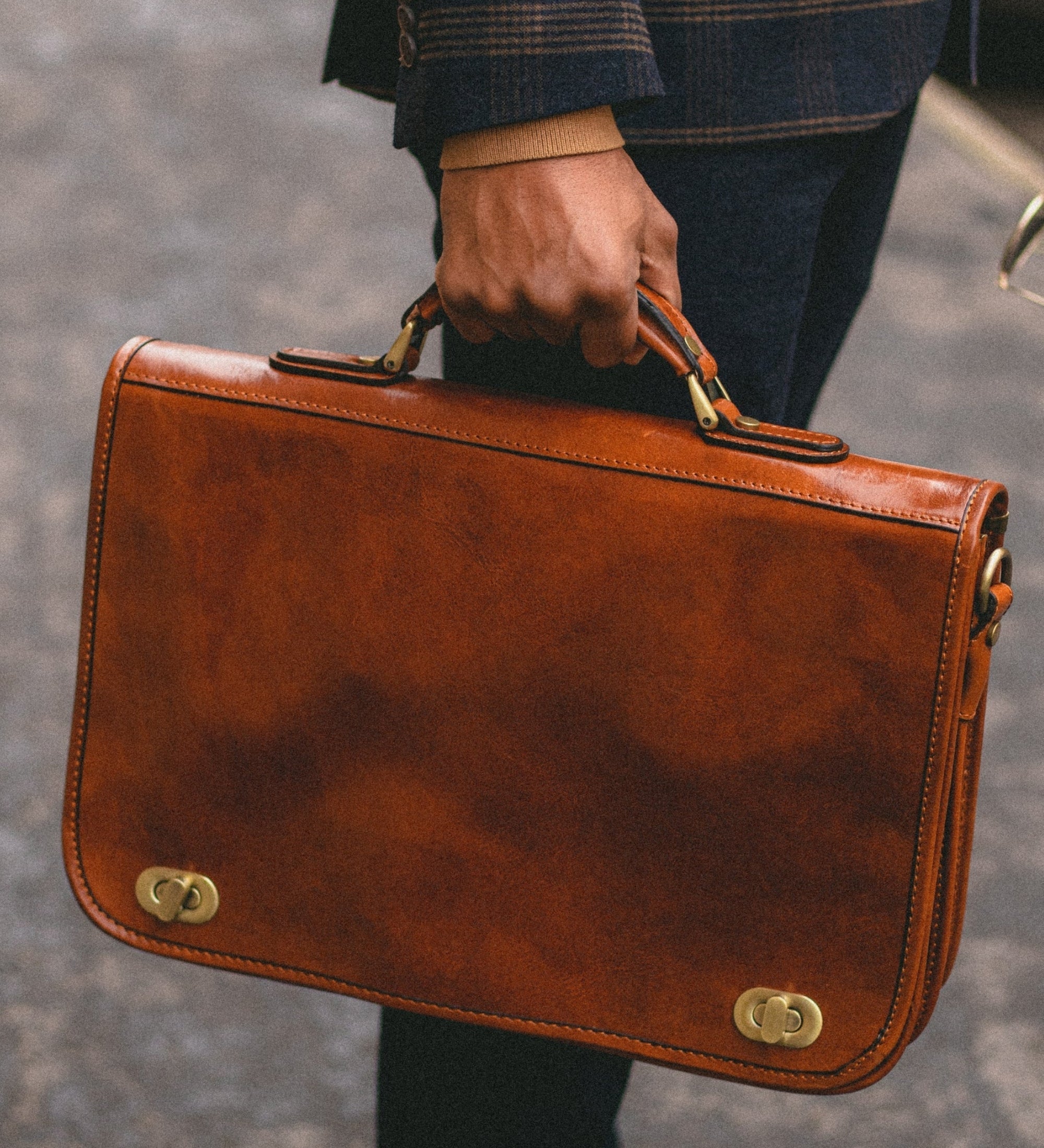 Full Grain Italian Leather Briefcase - Illusions