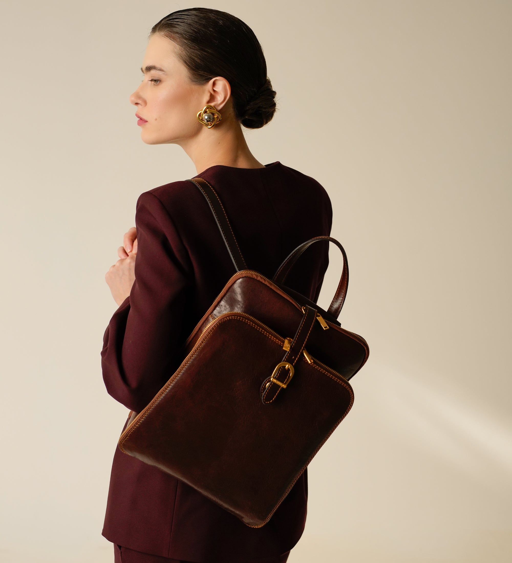 convertible leather backpack satchel Time Resistance Womens Full Grain Leather Backpack Convertible Bag - Clarissa