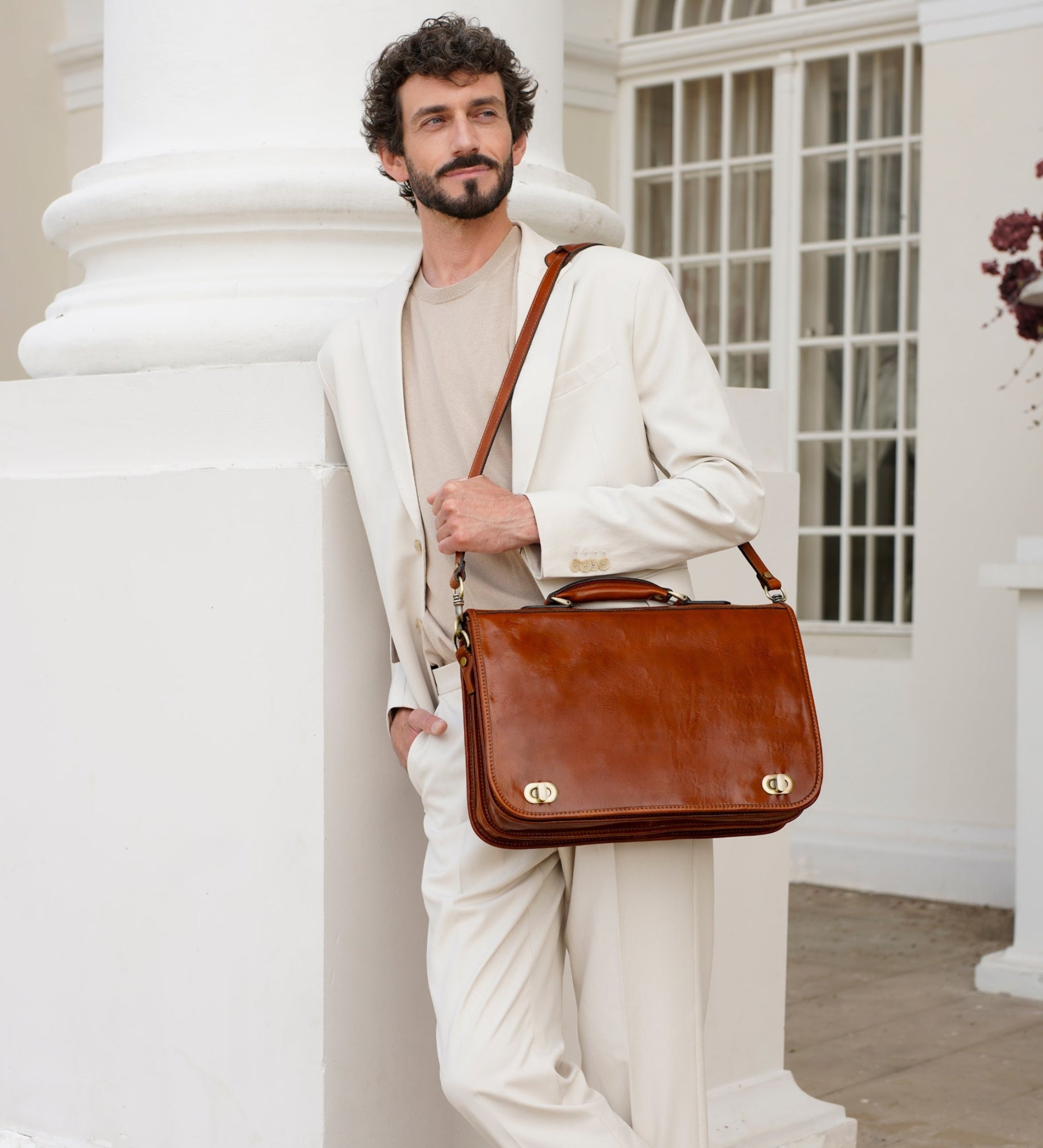 Full Grain Italian Leather Briefcase - Illusions