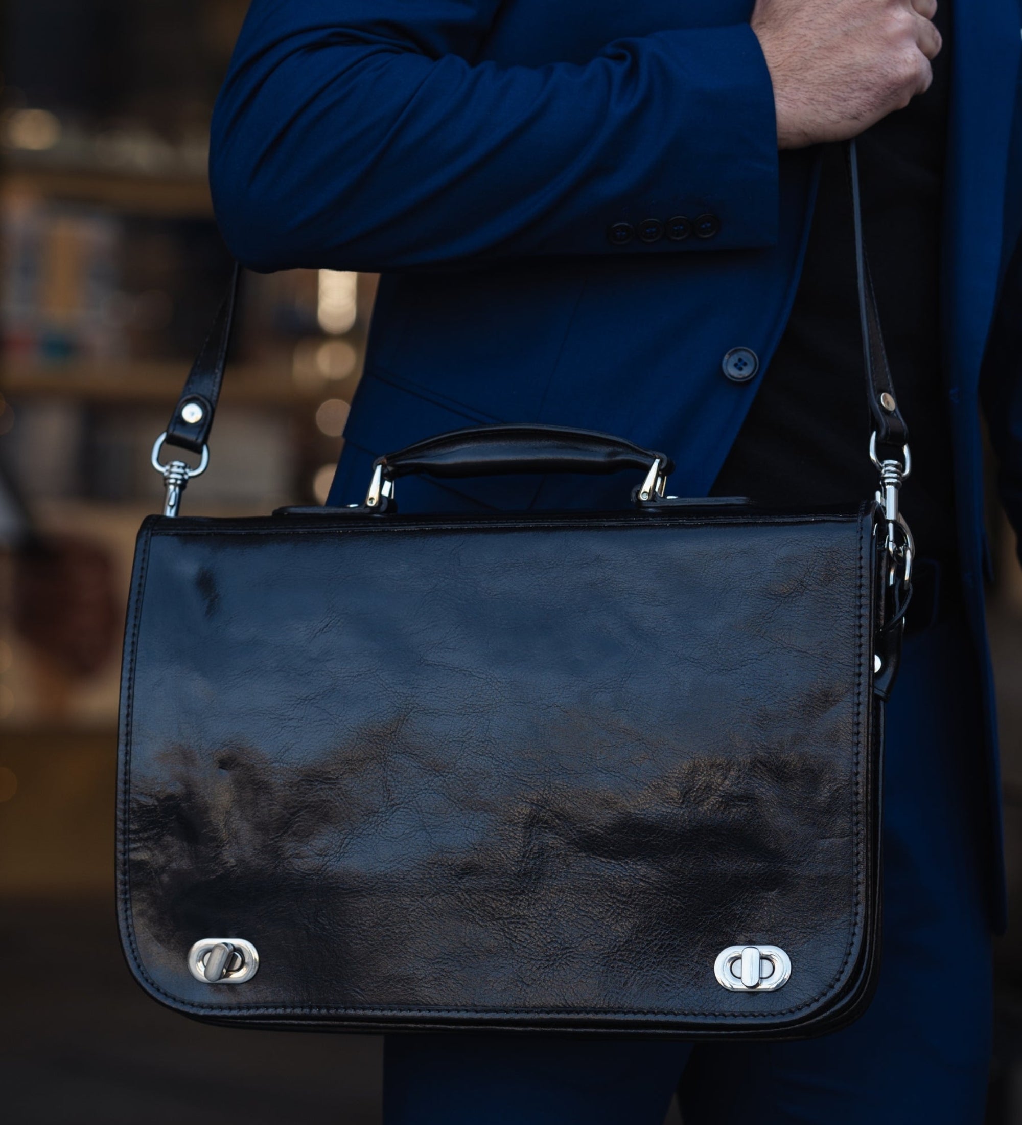 Full Grain Italian Leather Briefcase - Illusions