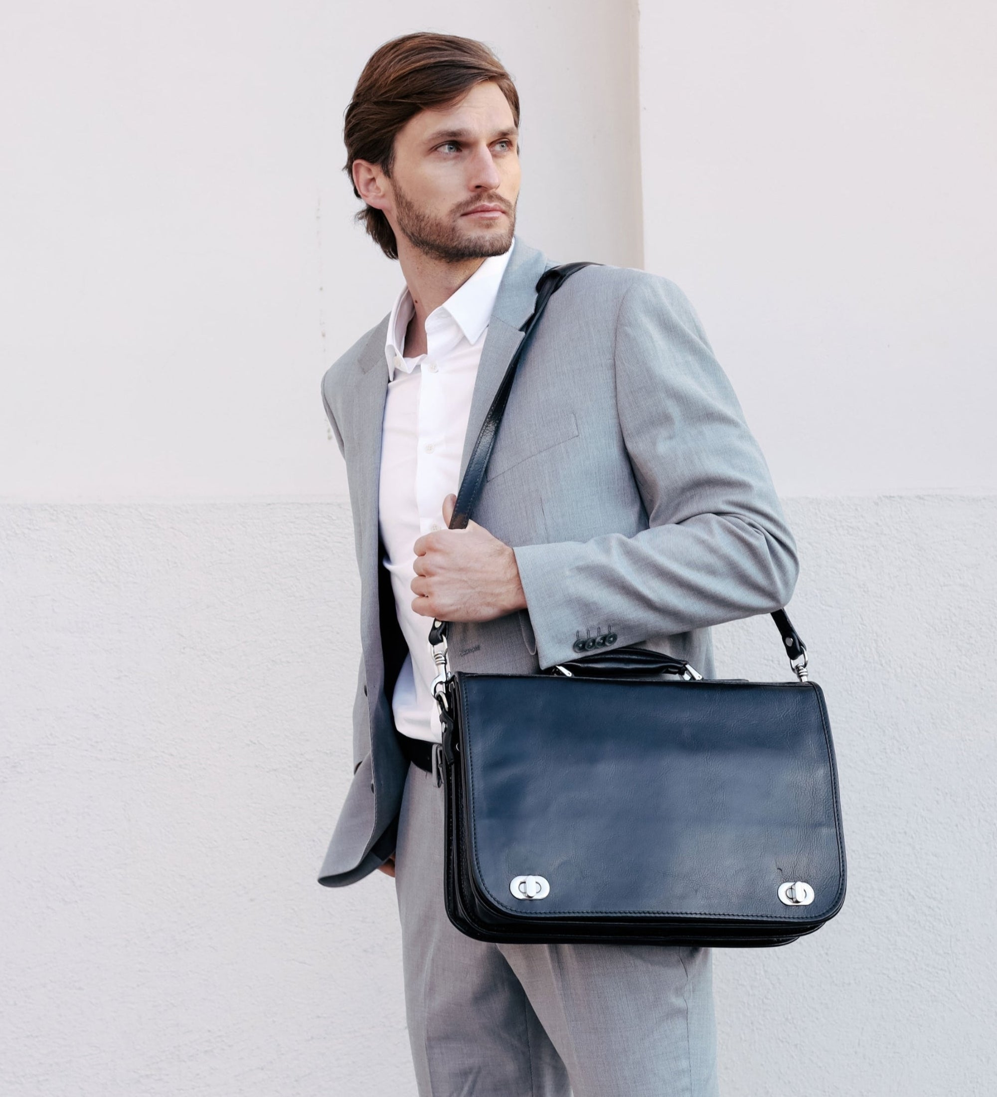 Full Grain Italian Leather Briefcase - Illusions