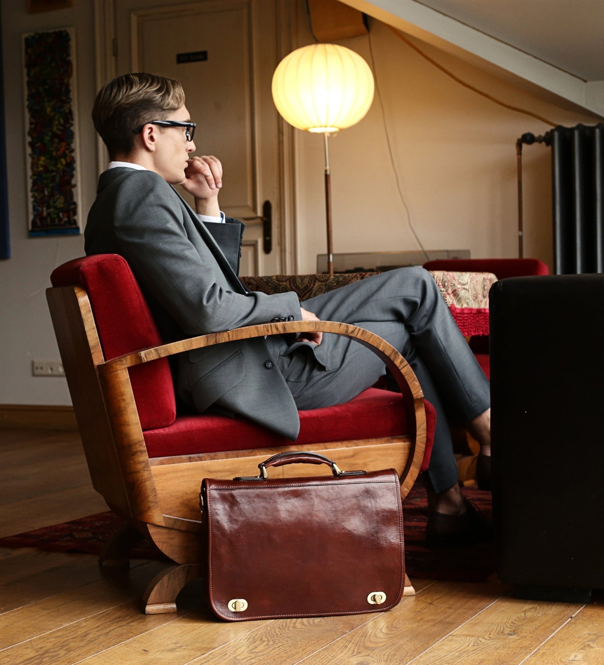 Full Grain Italian Leather Briefcase - Illusions