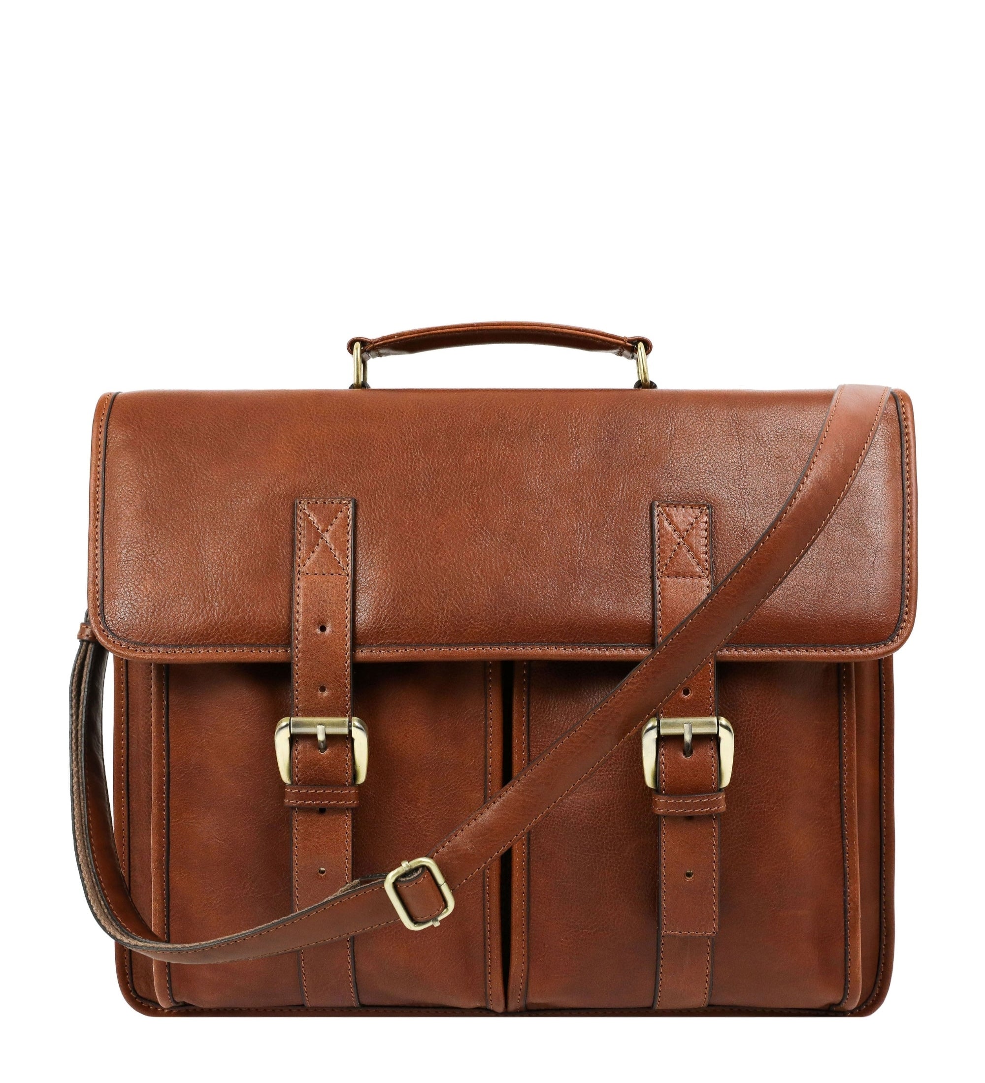 Full Grain Italian Leather Briefcase, Satchel Bag - The Time Machine