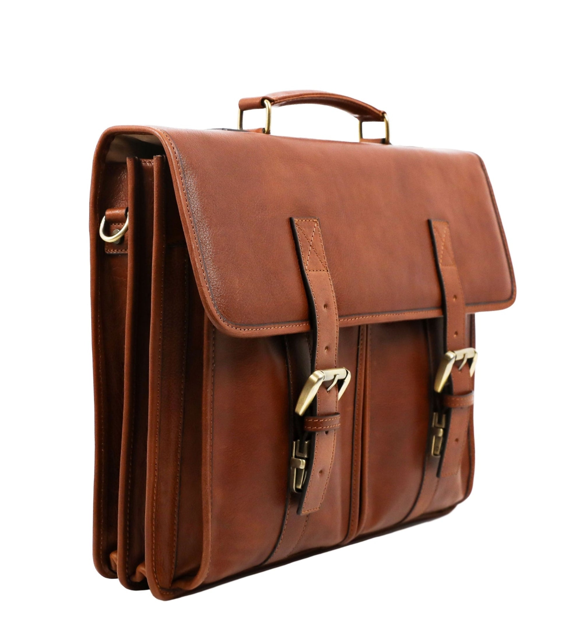 Full Grain Italian Leather Briefcase, Satchel Bag - The Time Machine