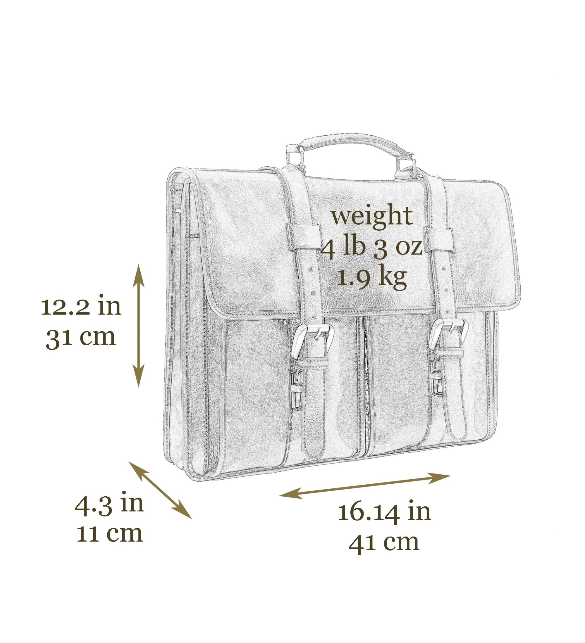 Full Grain Italian Leather Briefcase, Satchel Bag - The Time Machine