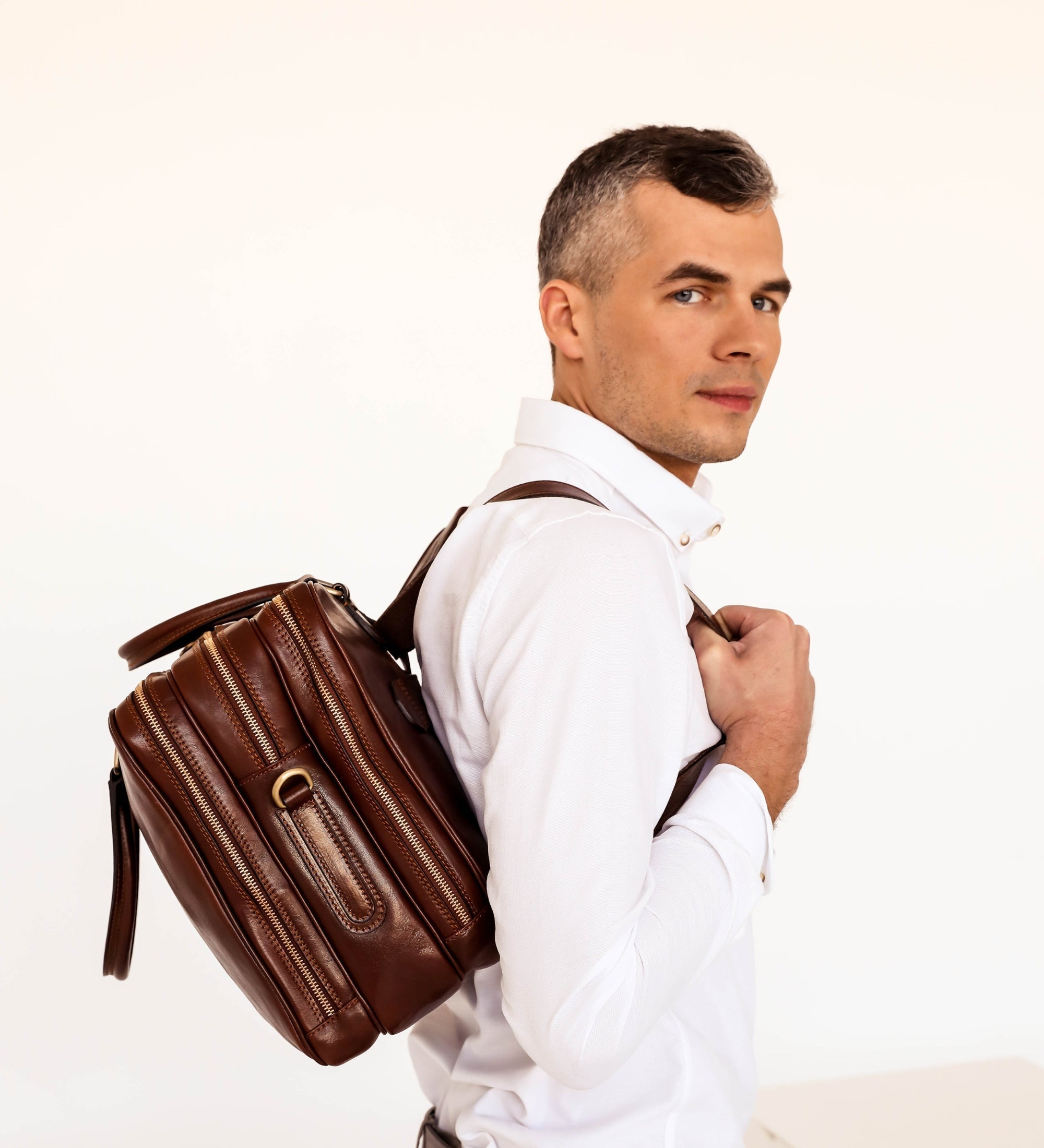 Leather Convertible Briefcase Backpack
