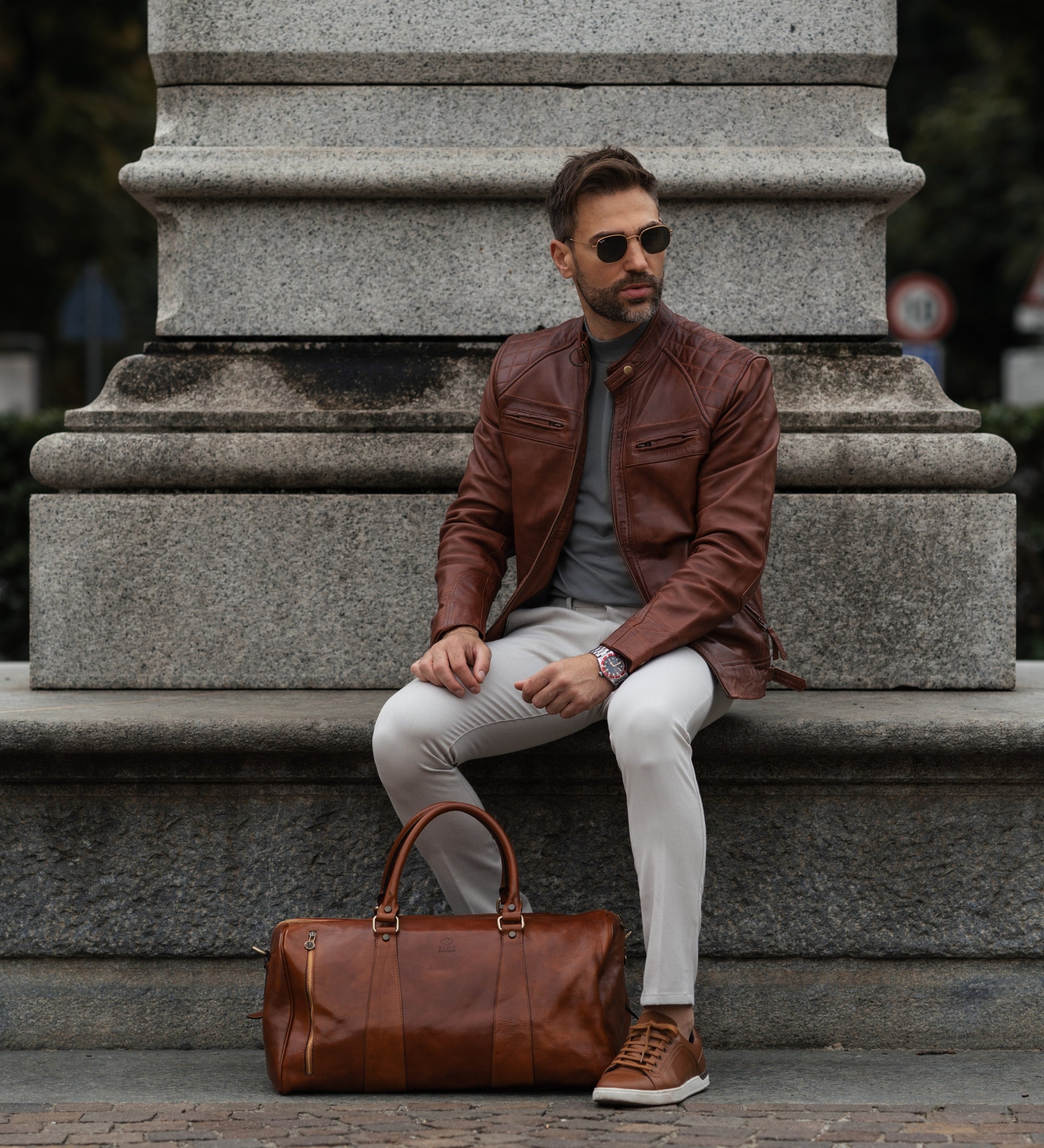 Full Grain Italian Leather Duffel Bag - Wise Children