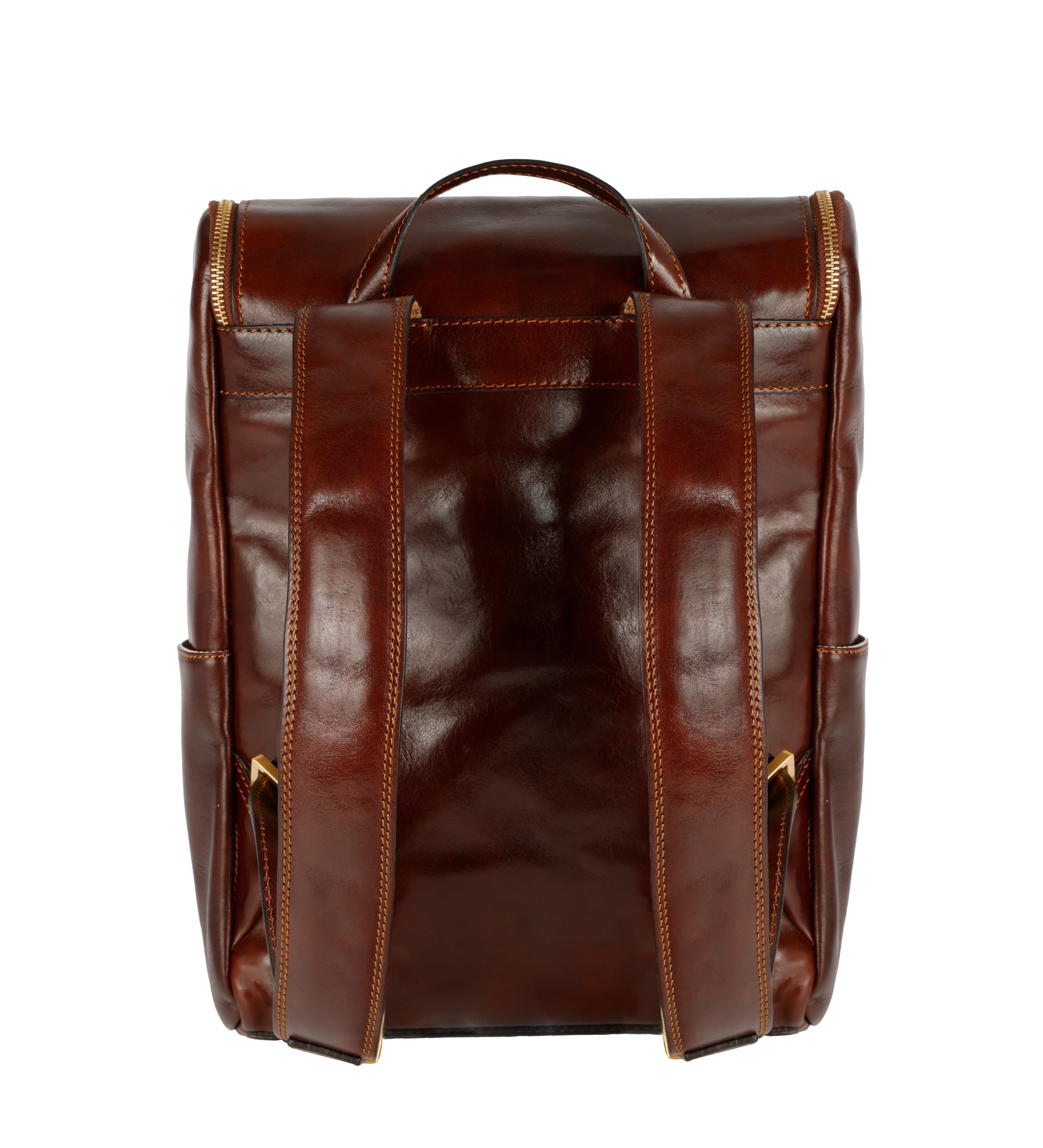 Brown Large Unisex Full Grain Italian Leather Backpack - The Odyssey