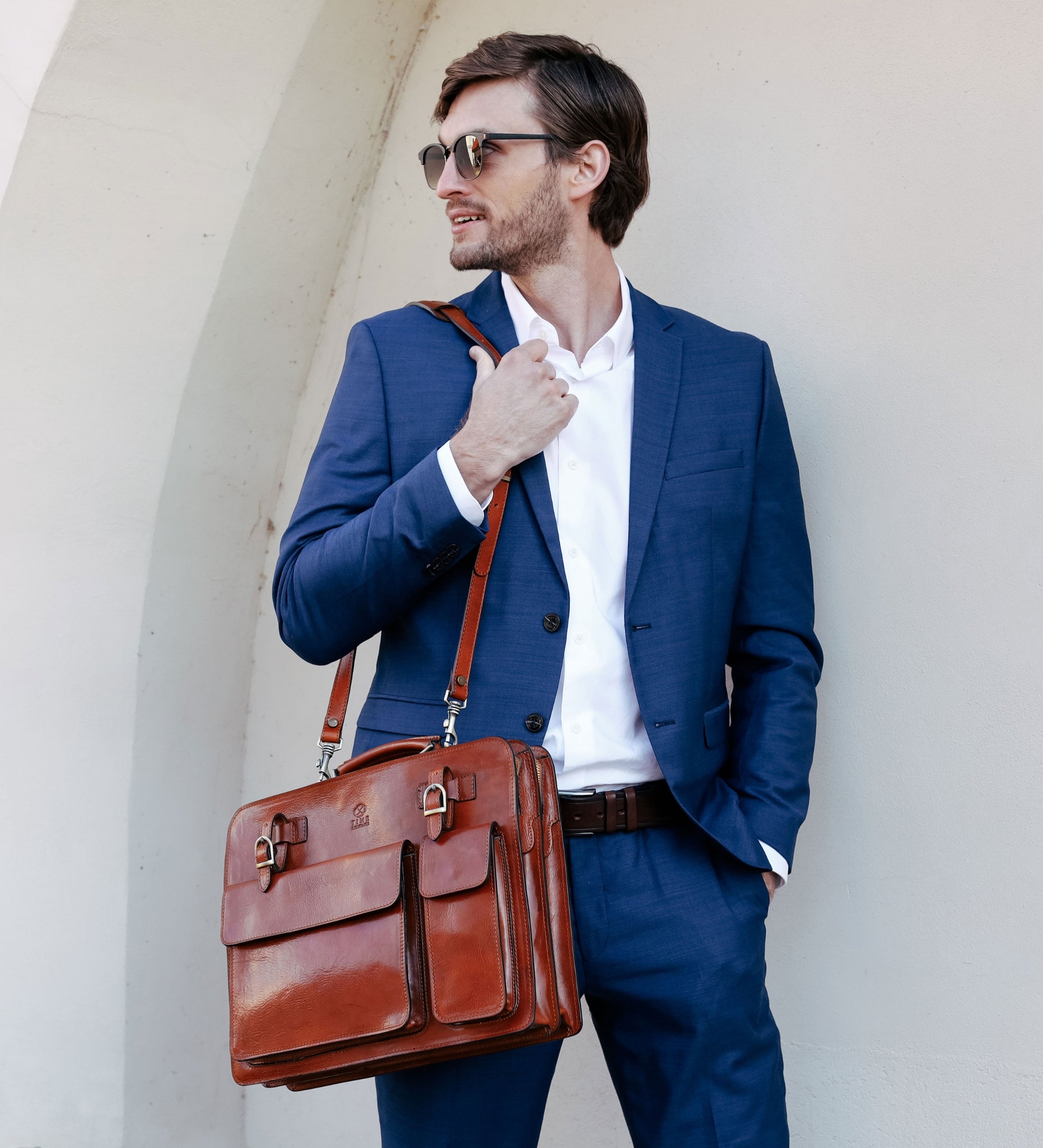 Full Grain Italian Leather Satchel Work Bag - The Prophet