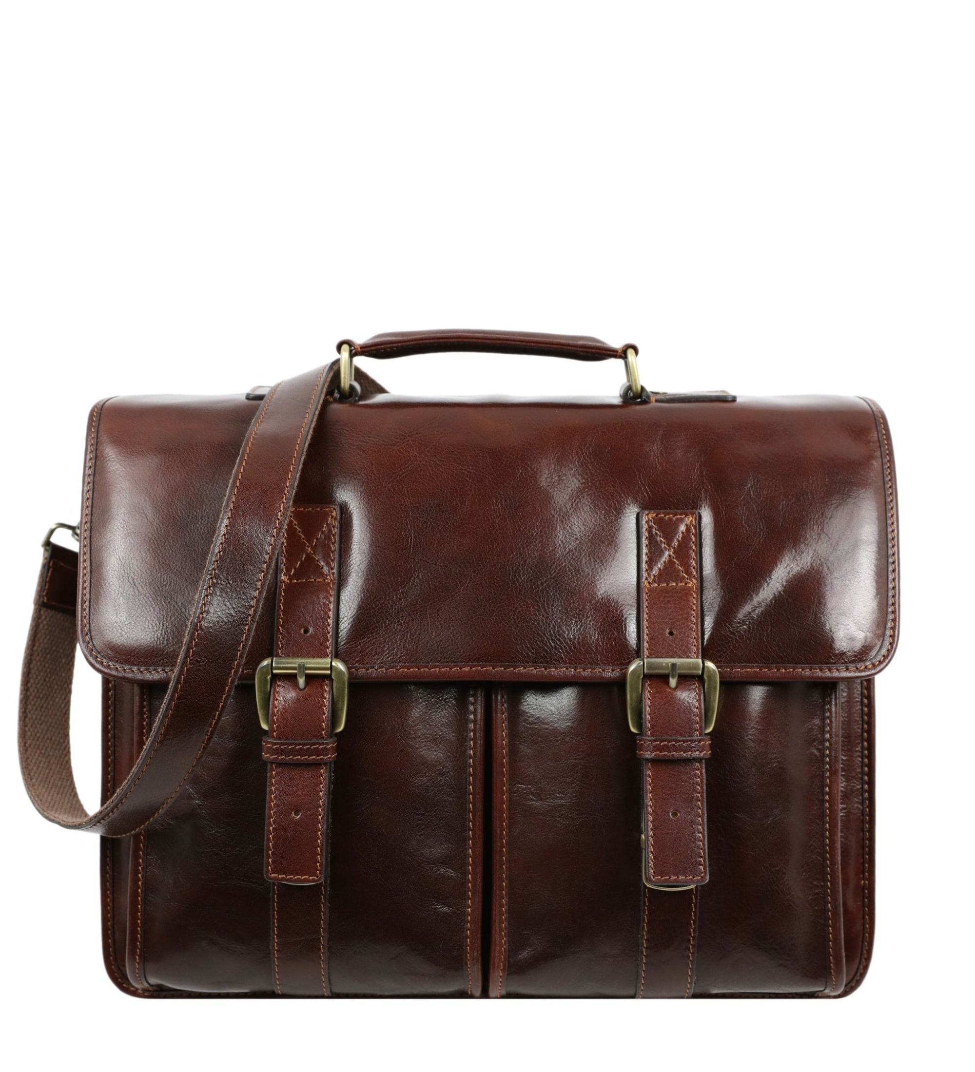 Full Grain Italian Leather Briefcase, Satchel Bag - The Time Machine