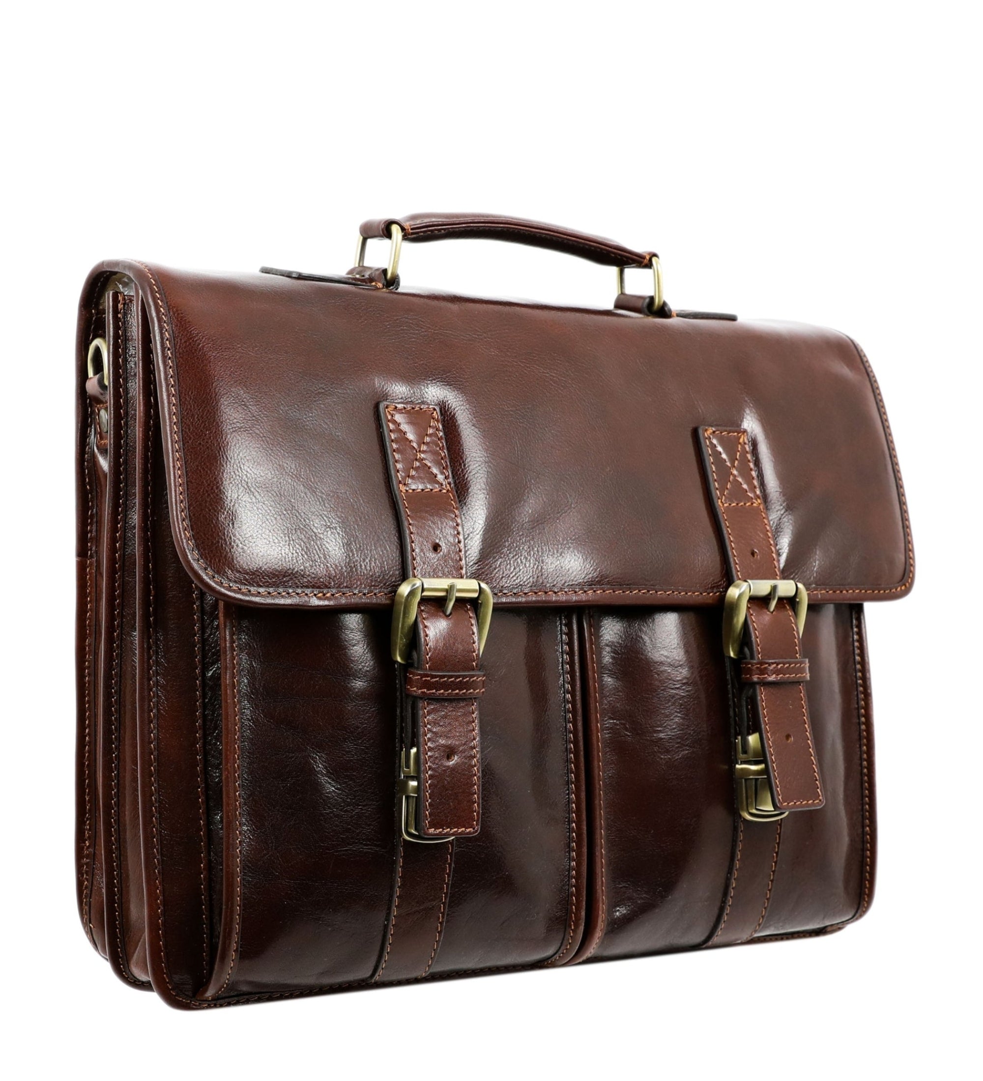 Full Grain Italian Leather Briefcase, Satchel Bag - The Time Machine