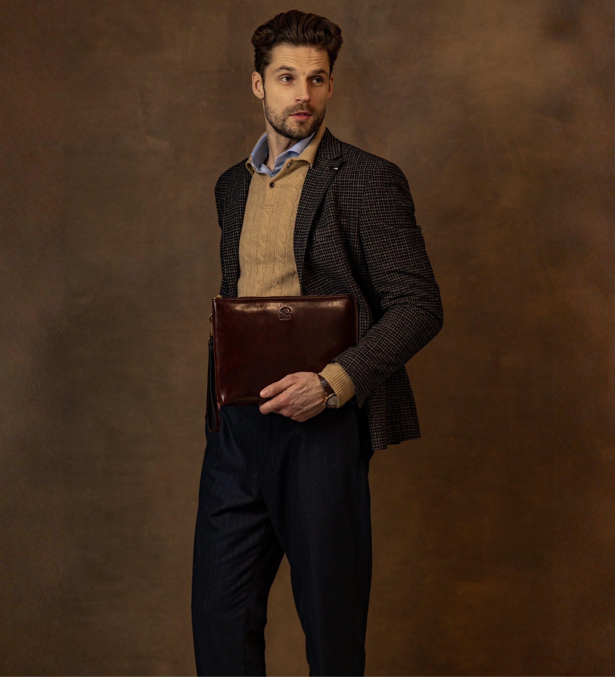 Large Leather Mens Clutch Purse - The Brothers Karamazov
