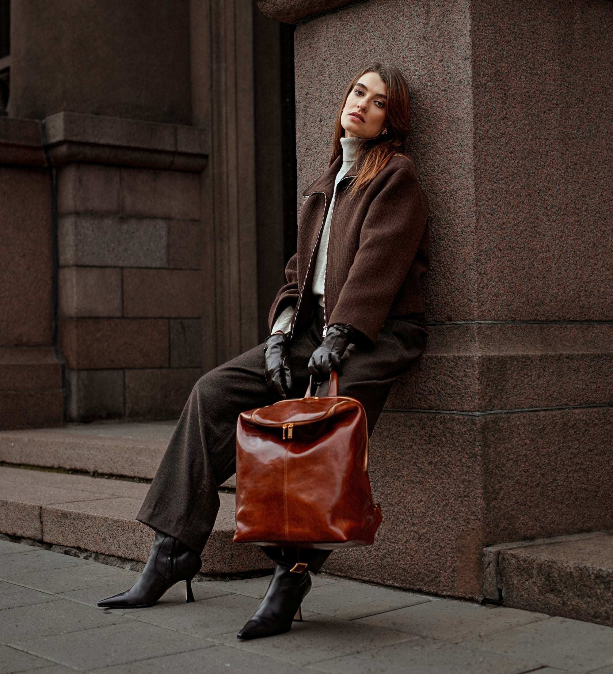 Leather Backpack for Women - A Bend in the River