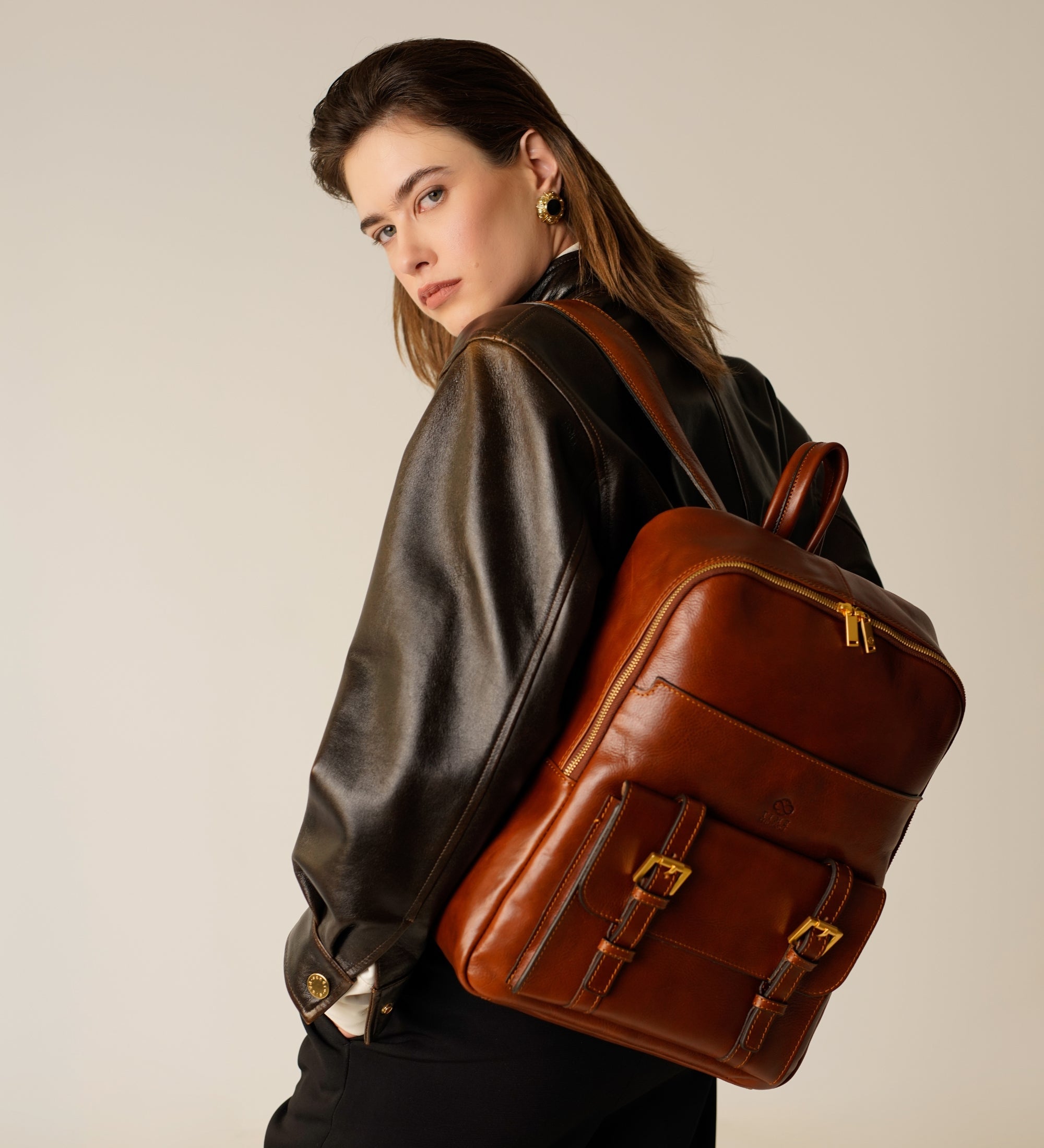 Womens Leather Backpack Travel Bag - The Divine Comedy