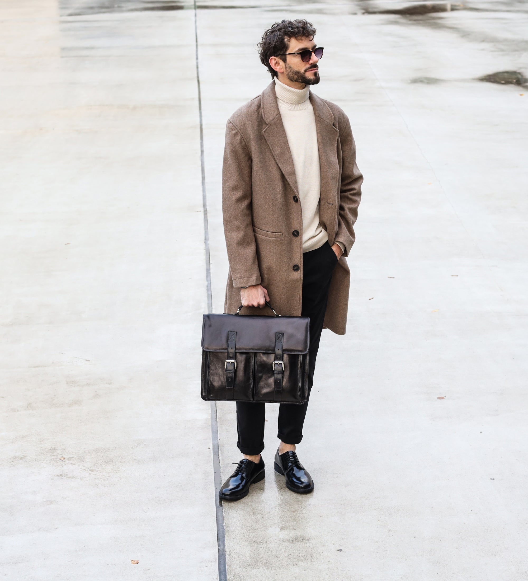 Full Grain Italian Leather Briefcase, Satchel Bag - The Time Machine