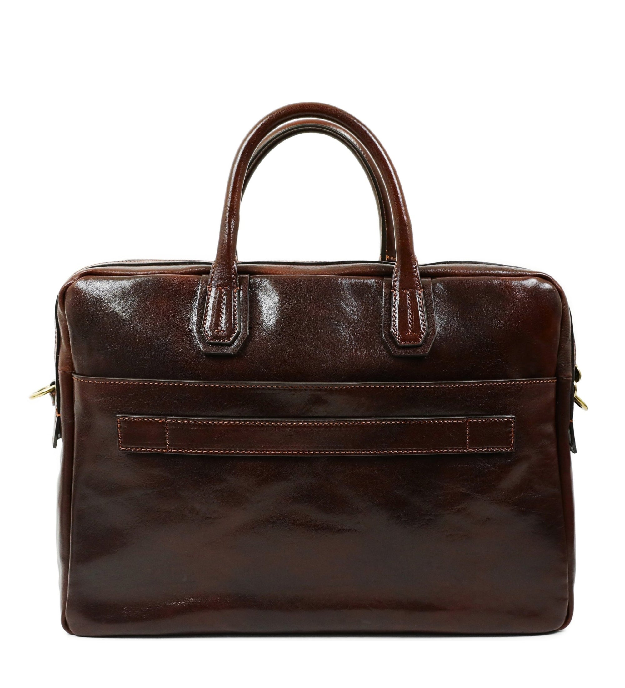 Large Full Grain Italian Leather Briefcase Laptop Bag - Nostromo