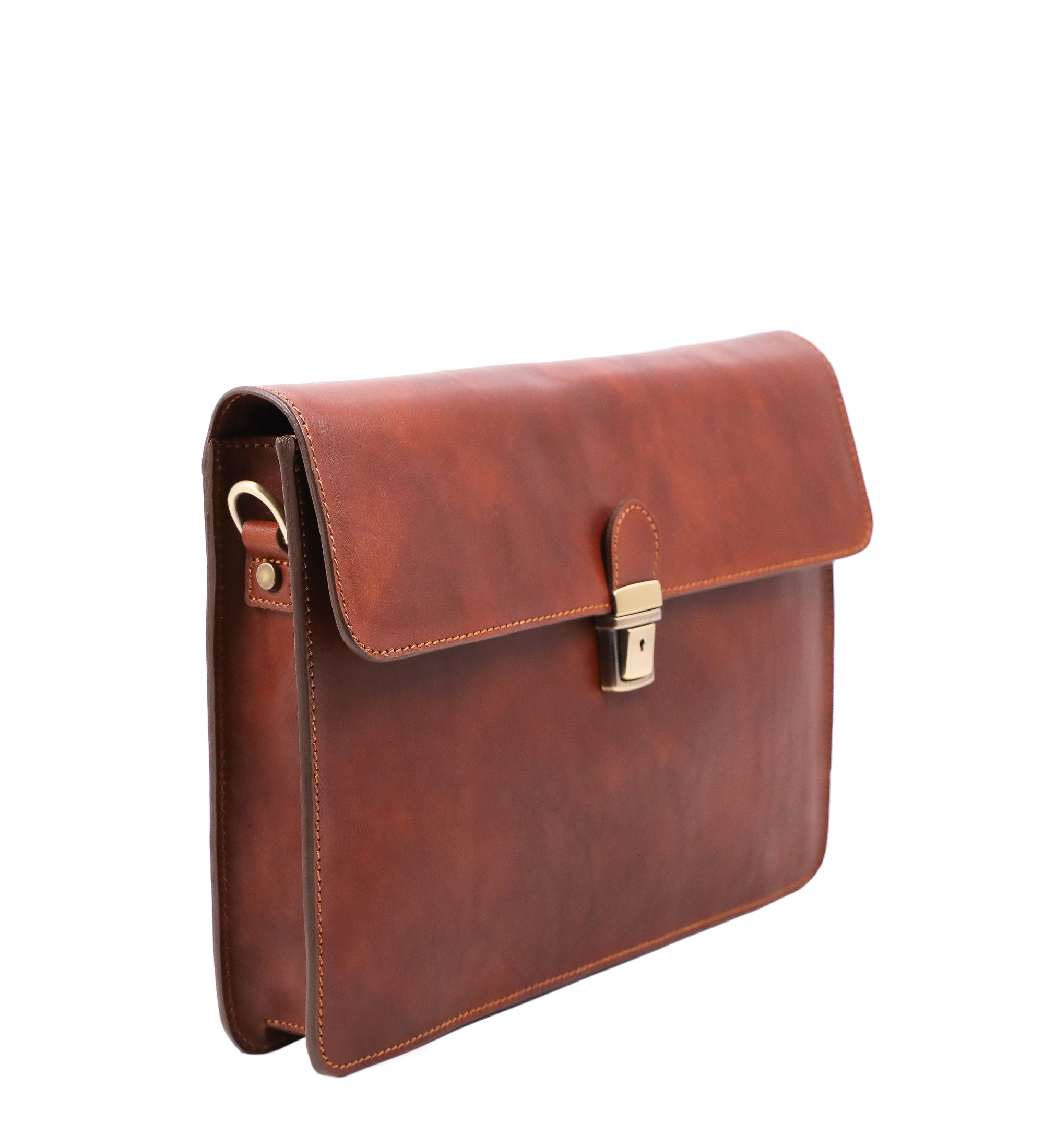 Full Grain Italian Leather Attaché Case, Work Bag with Shoulder Strap  - The Corrections