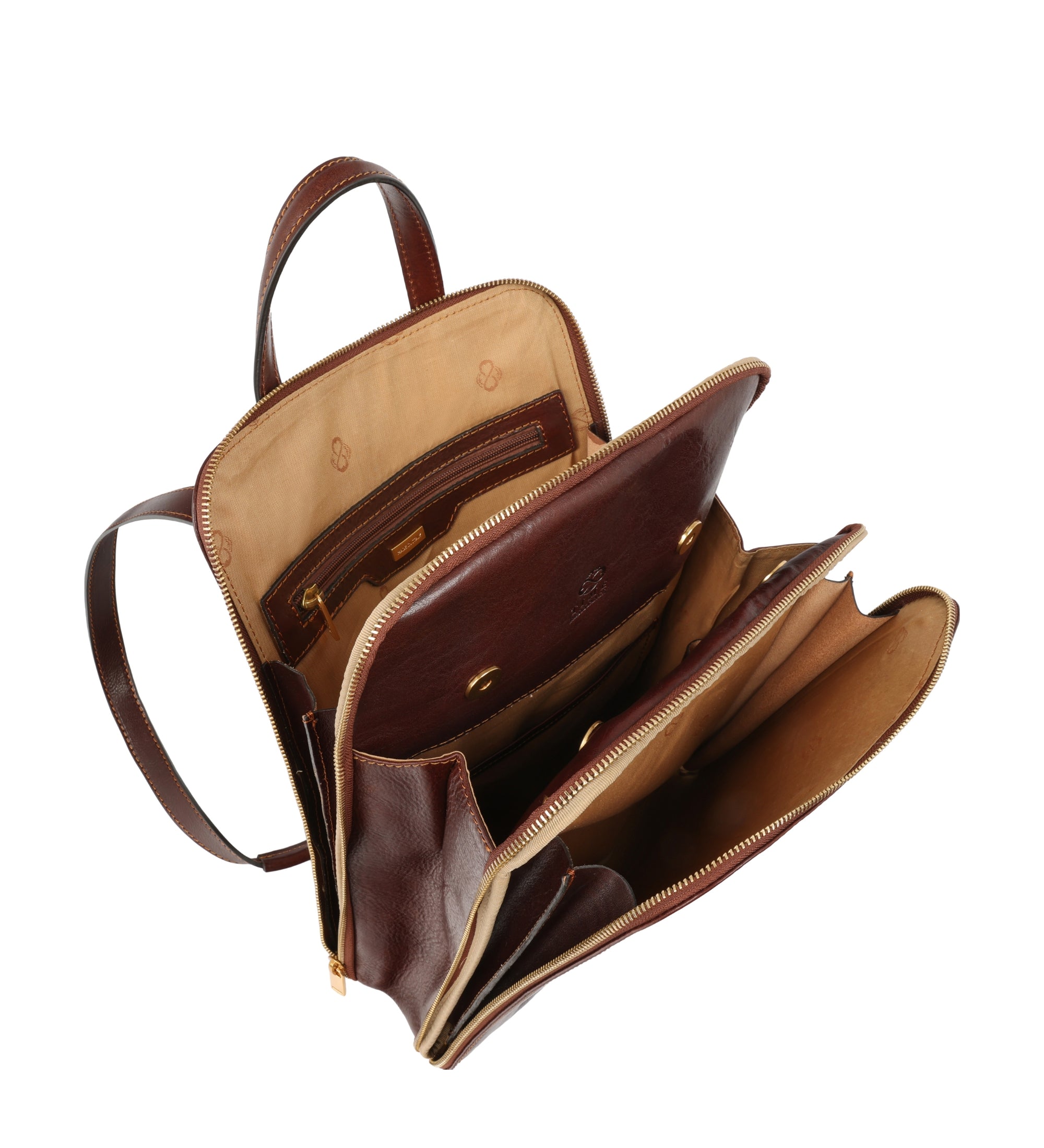 Time Resistance Womens Full Grain Leather Backpack Convertible Bag