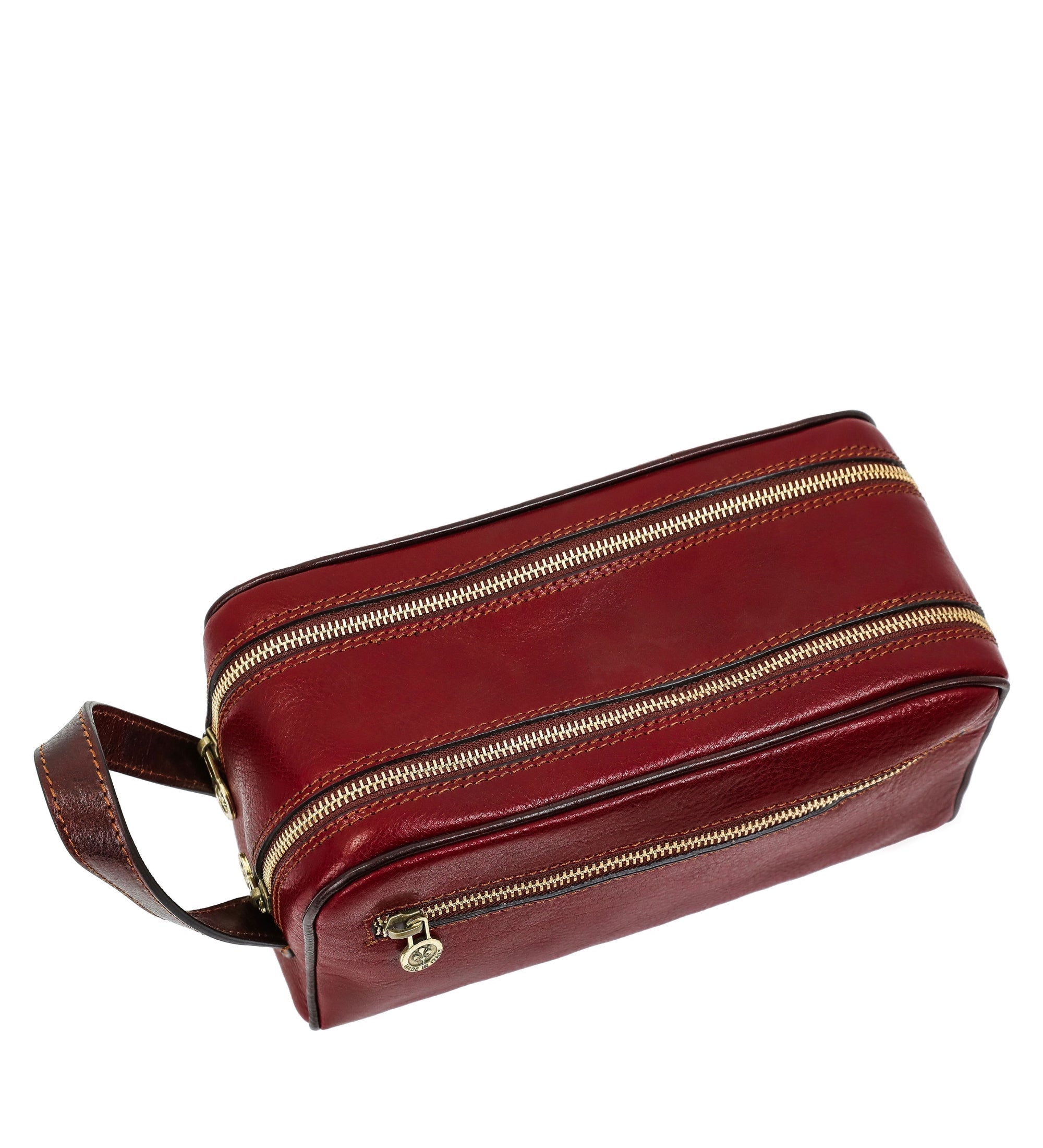 Unisex Full Grain Italian Leather Cosmetic Bag - All the Kings Men