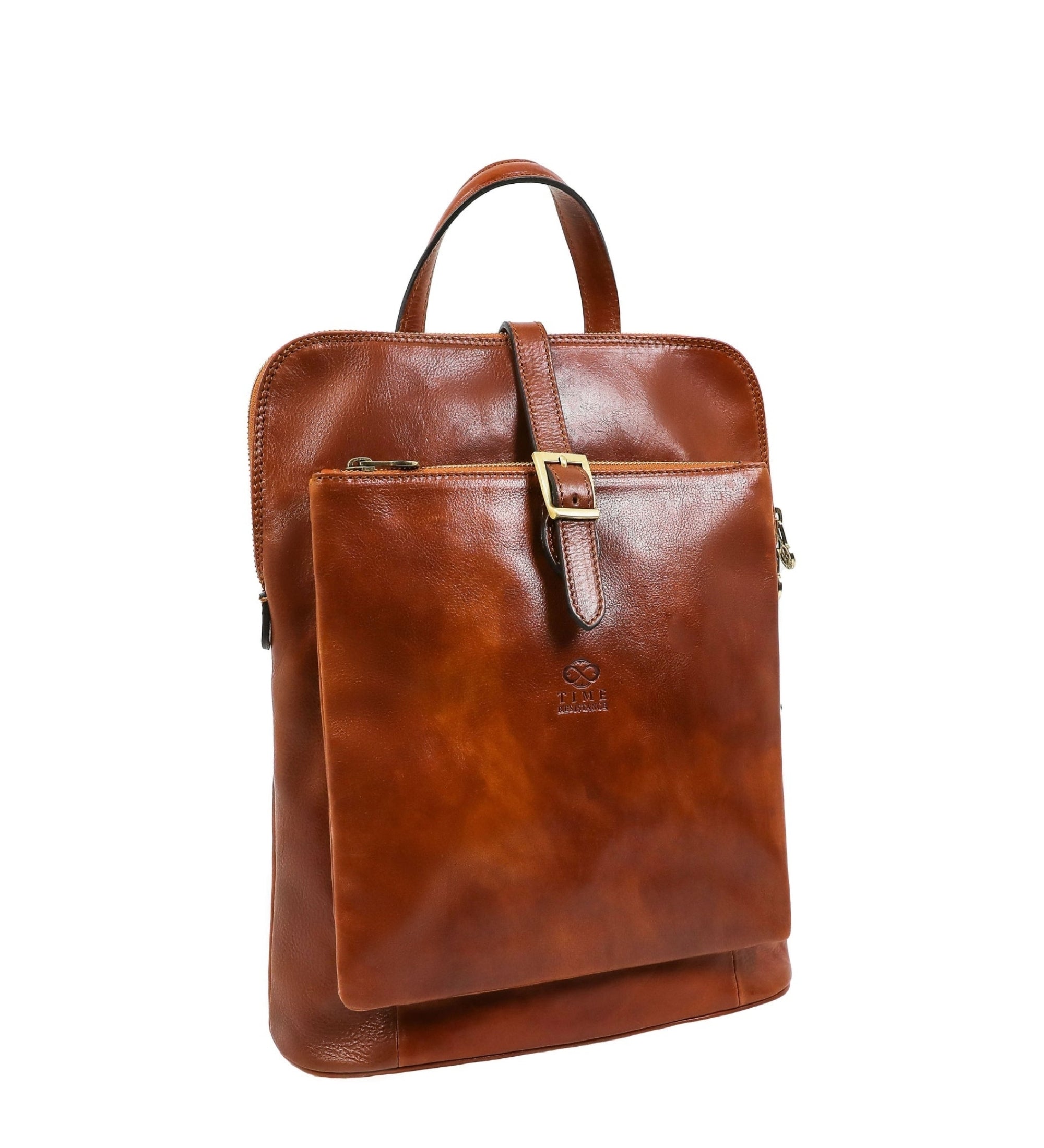 Full Grain Italian Leather Backpack Convertible Bag - Emma