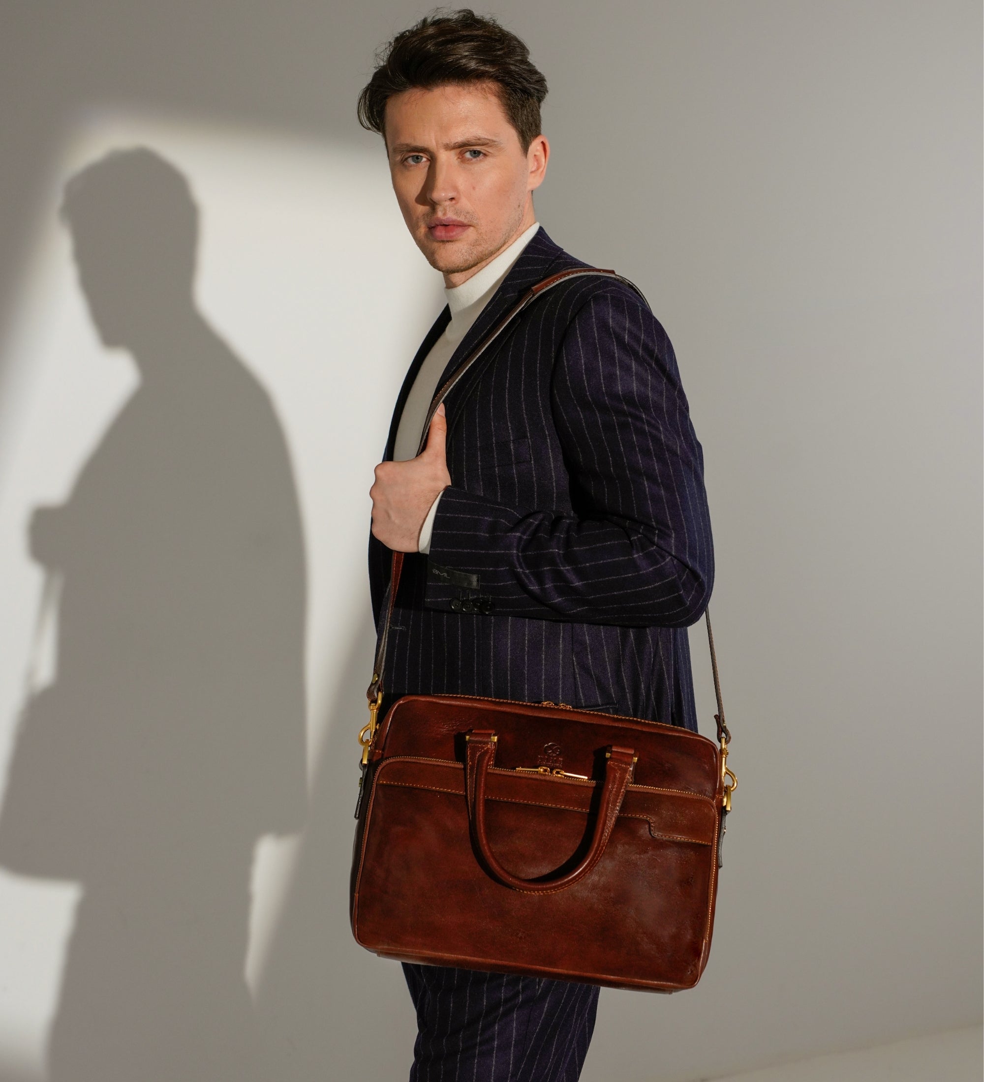 Time Resistance Leather Briefcase Laptop Bag - Orlando - Frederic