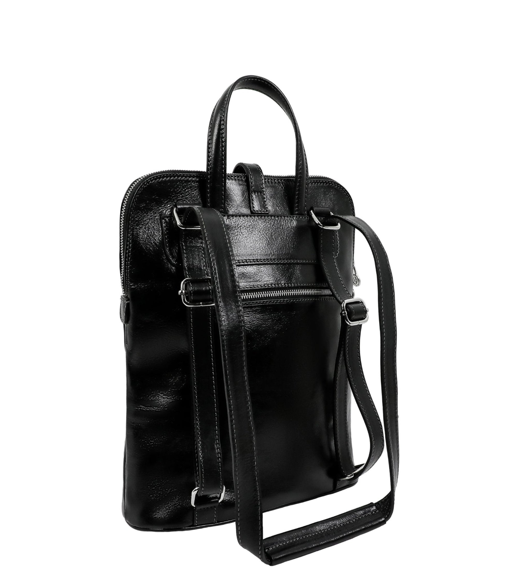 Full Grain Italian Leather Backpack Convertible Bag - Emma