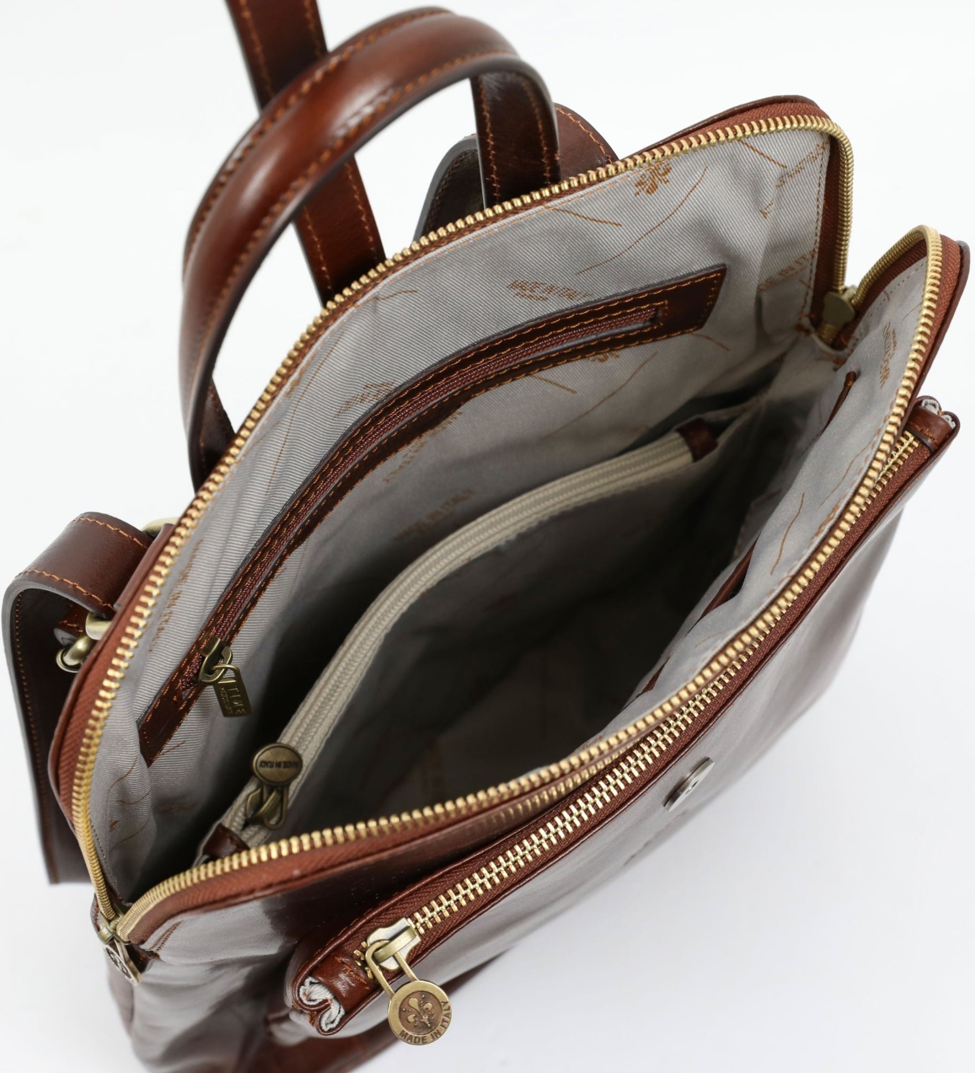 Full Grain Italian Leather Backpack Convertible Bag - Emma