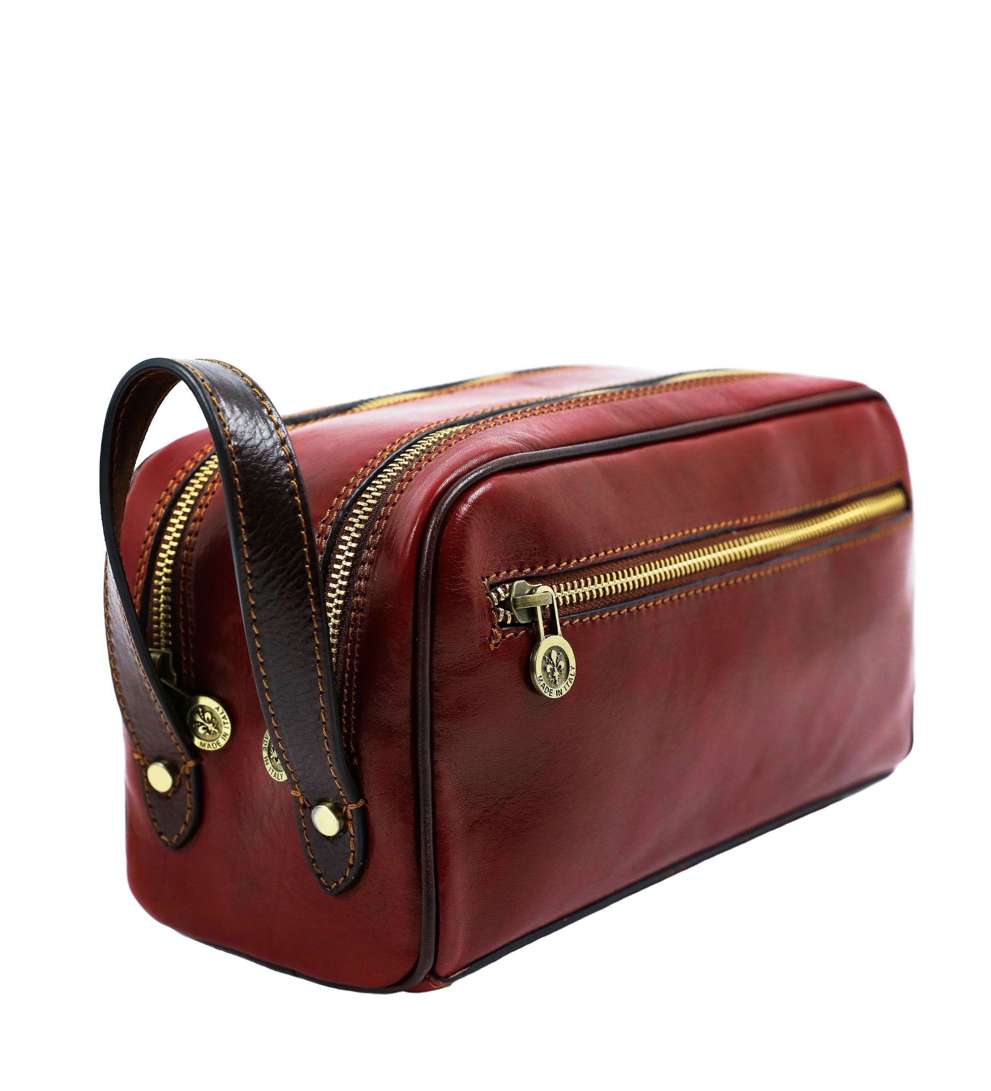 Unisex Full Grain Italian Leather Cosmetic Bag - All the Kings Men