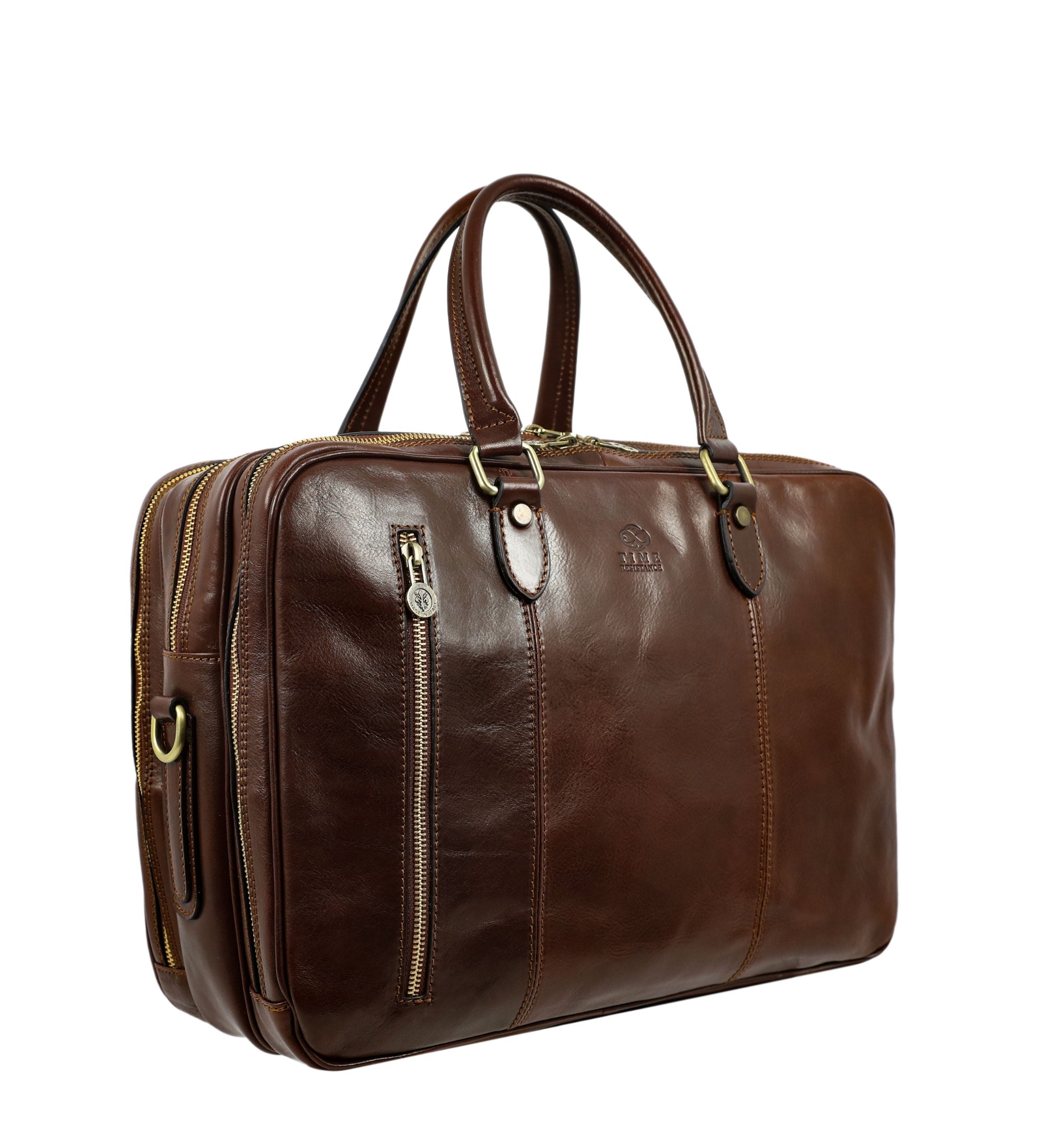 Brown Full-Grain Italian Leather Convertible Briefcase Backpack - A Farewell to Arms