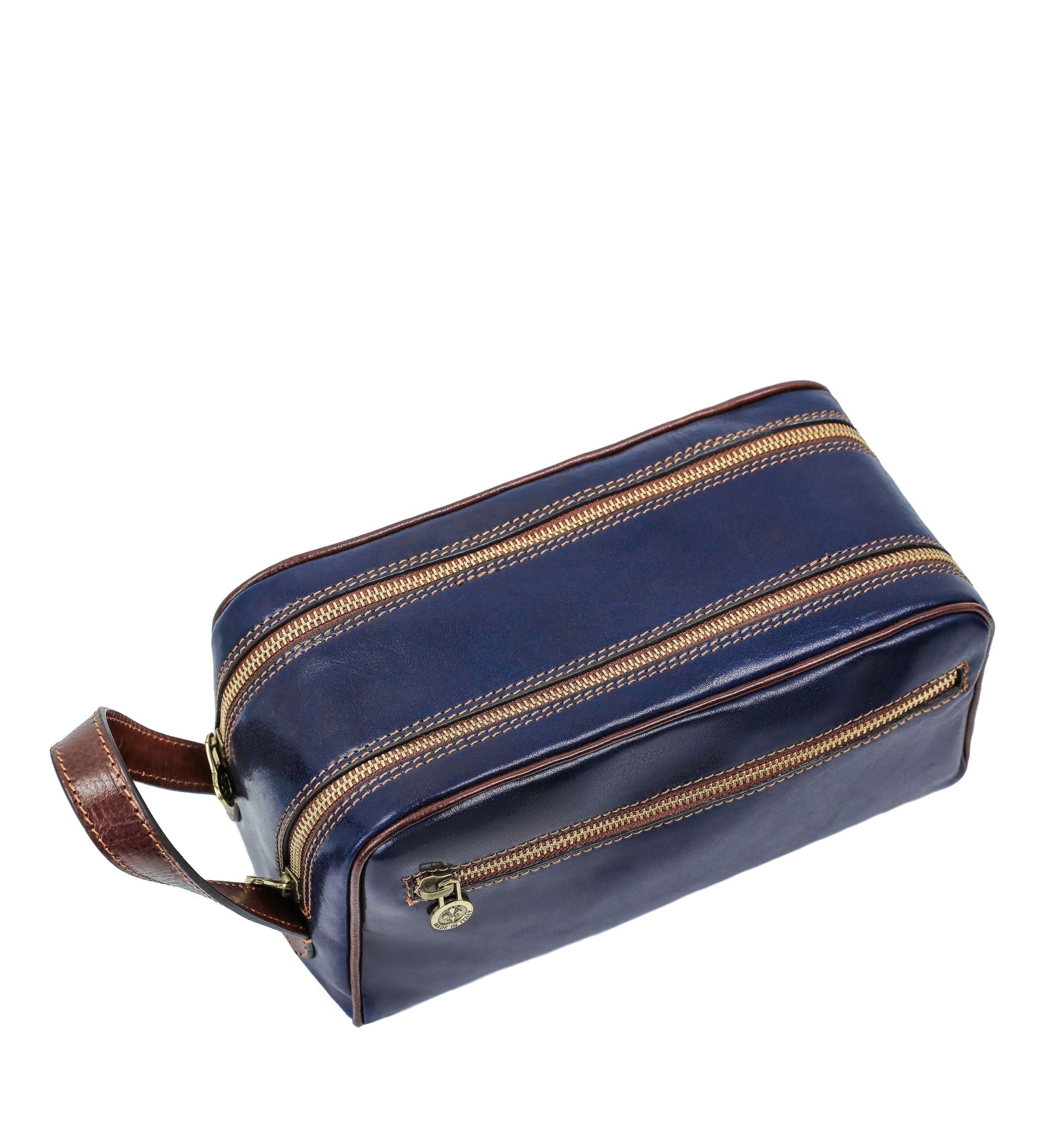 Unisex Full Grain Italian Leather Cosmetic Bag - All the Kings Men