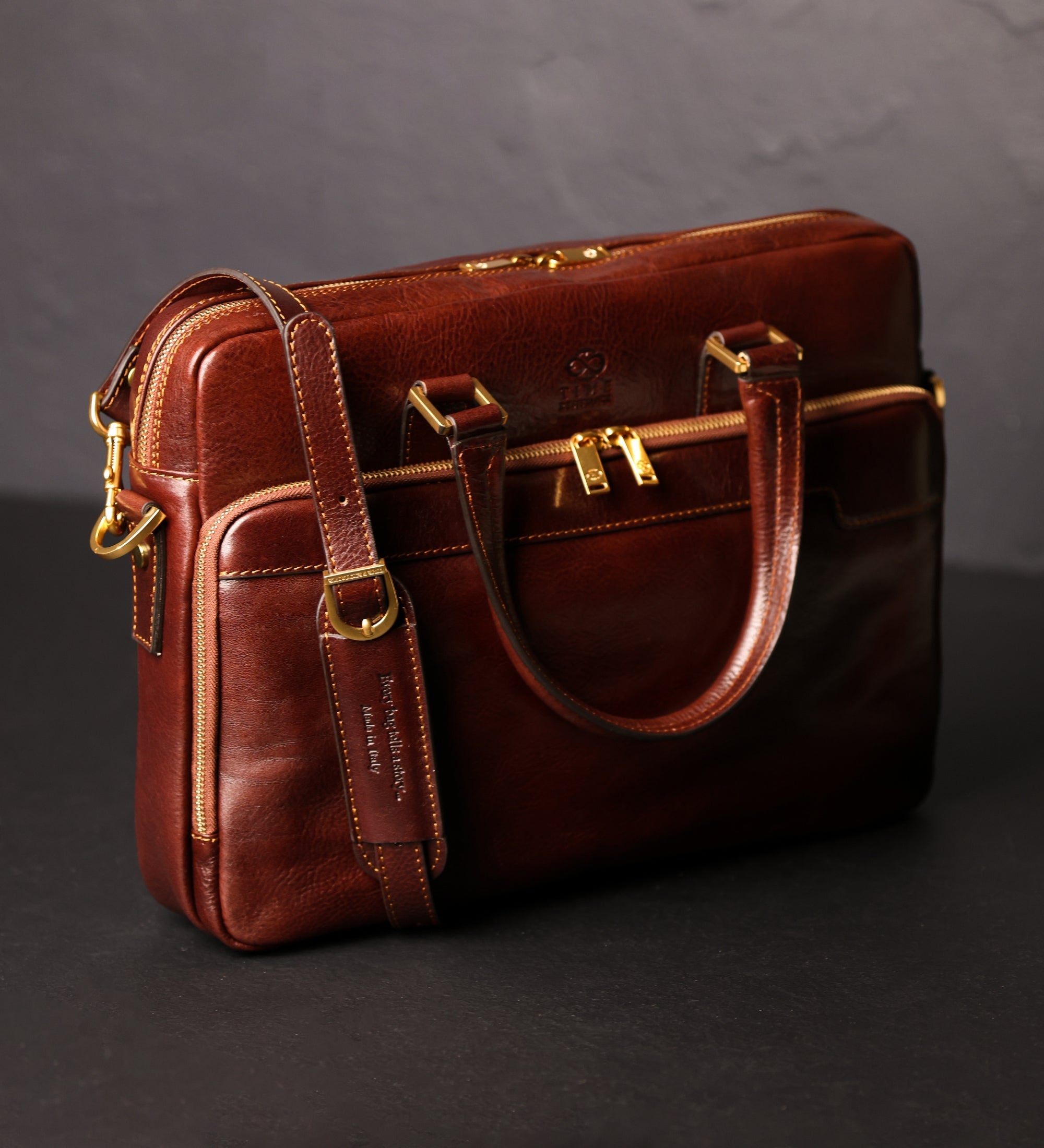 Time Resistance Leather Briefcase Laptop Bag - Orlando - Frederic
