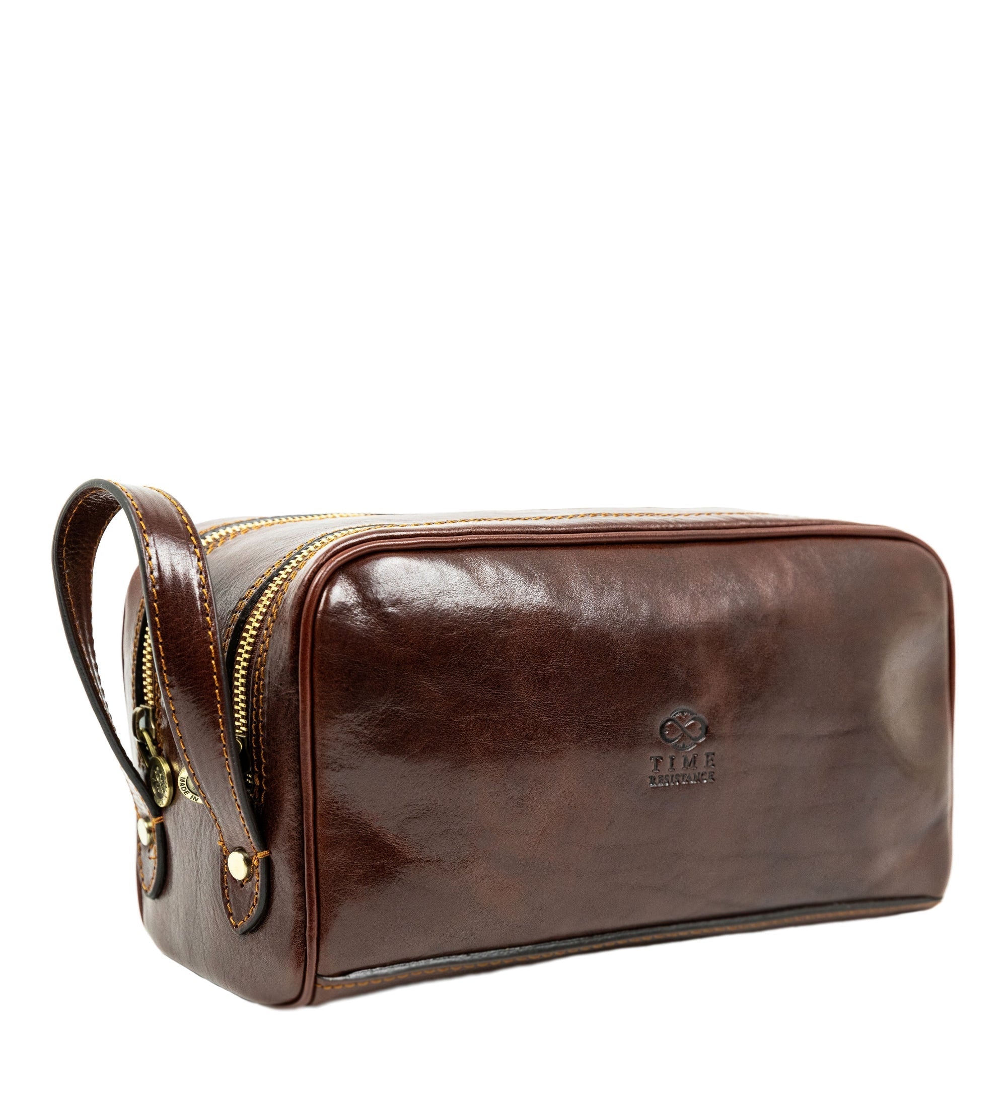 Unisex Full Grain Italian Leather Cosmetic Bag - All the Kings Men