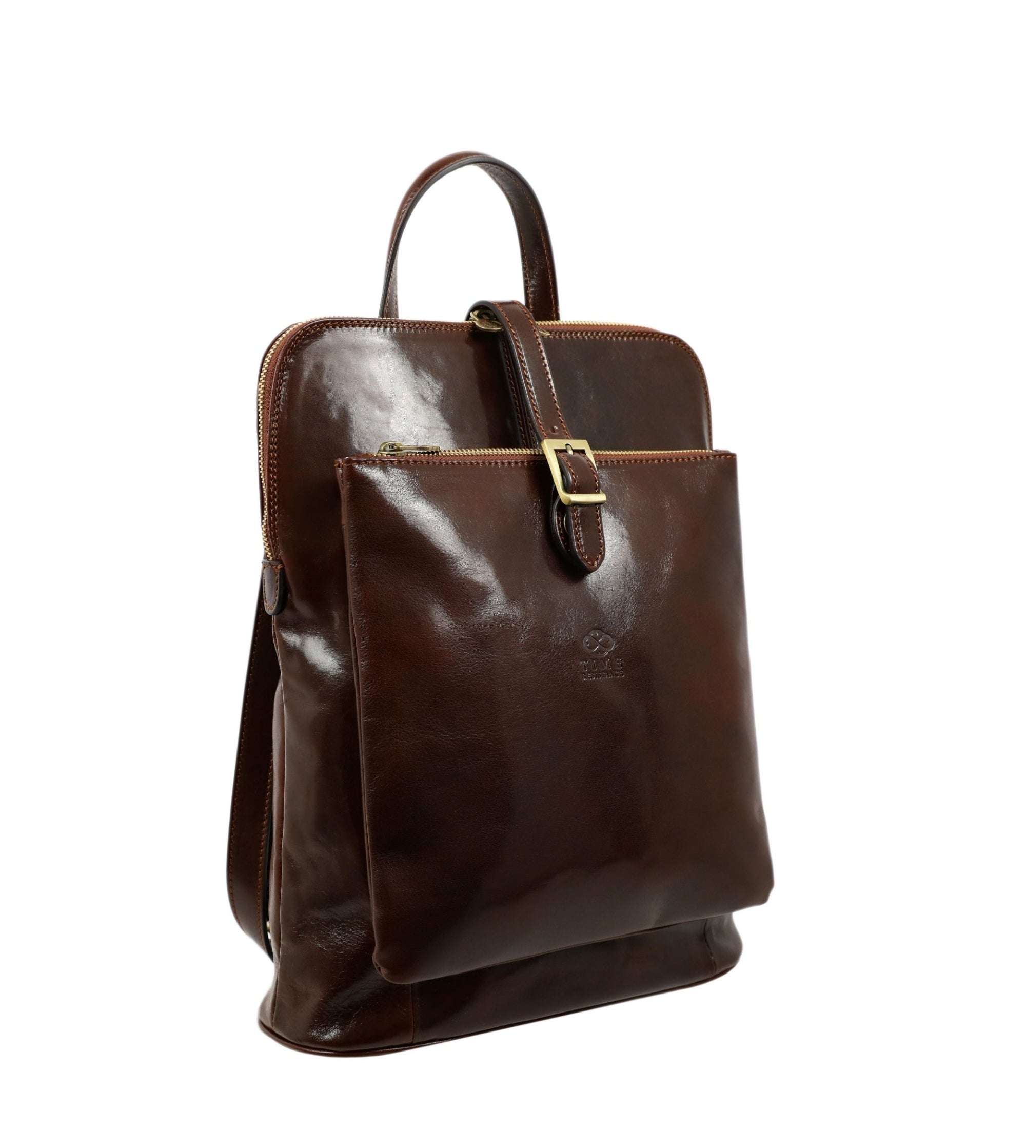 Full Grain Italian Leather Backpack Convertible Bag - Emma