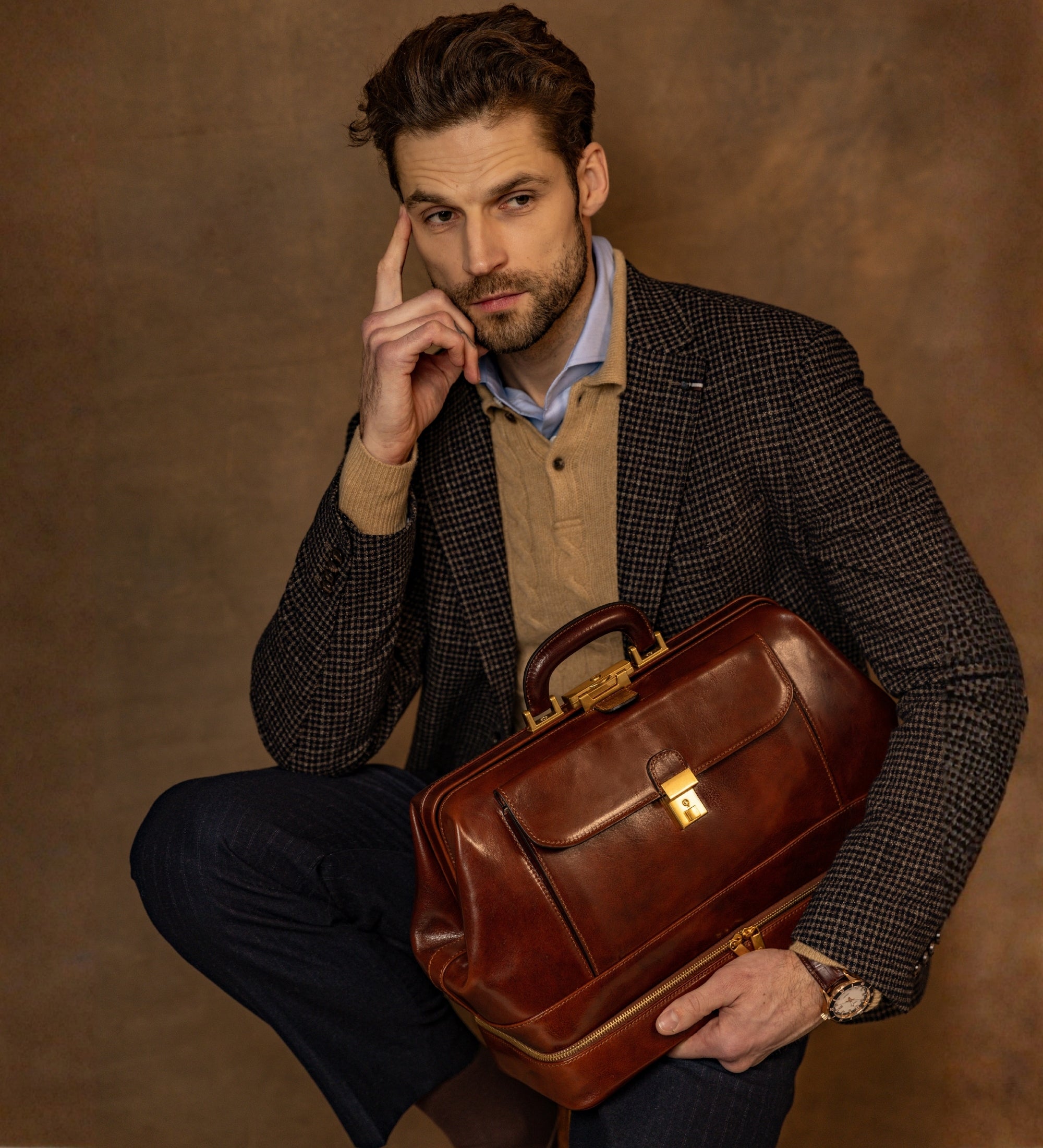 Large Italian Leather Doctor Bag - The Master and Margarita