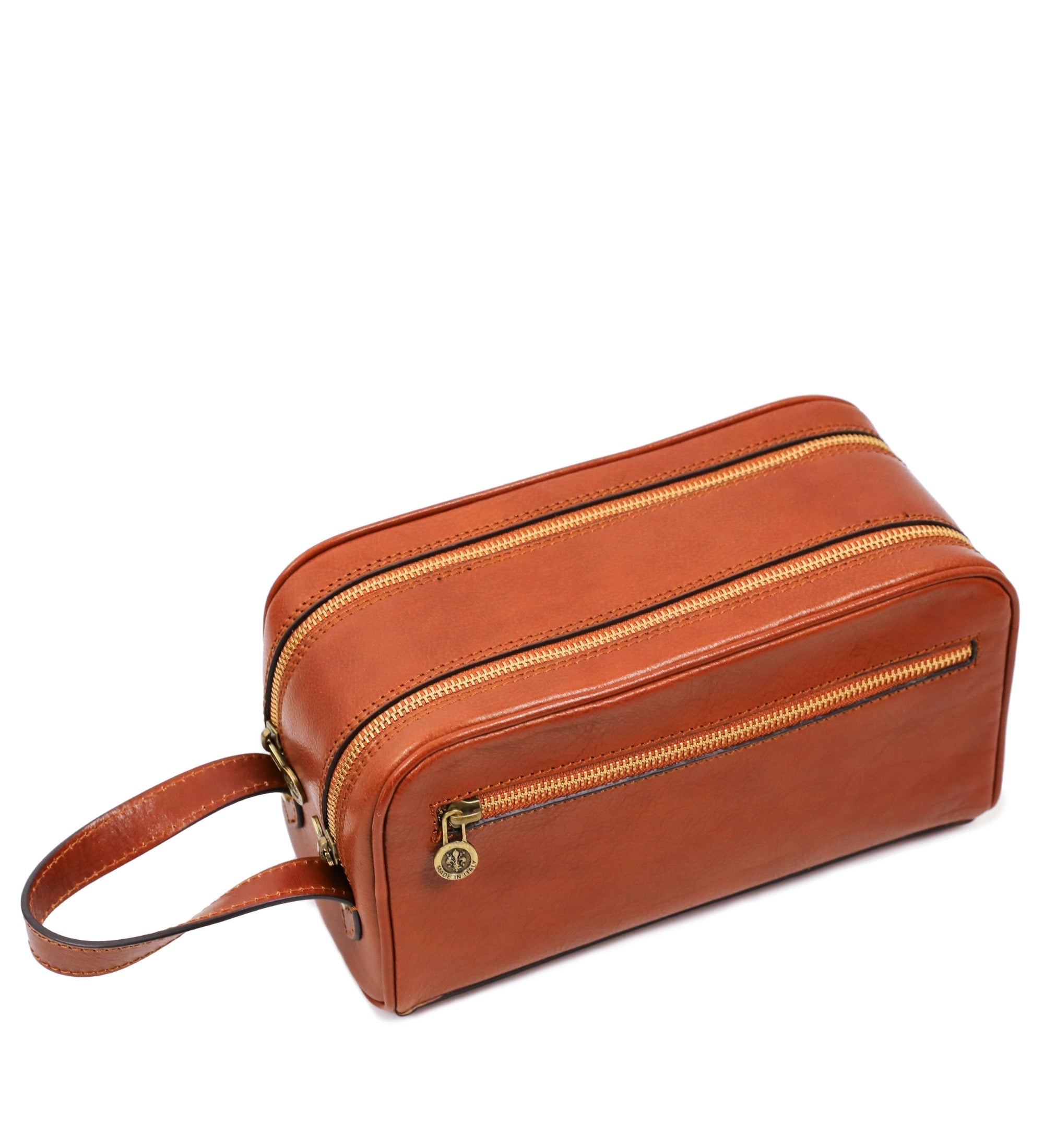 Unisex Full Grain Italian Leather Cosmetic Bag - All the Kings Men