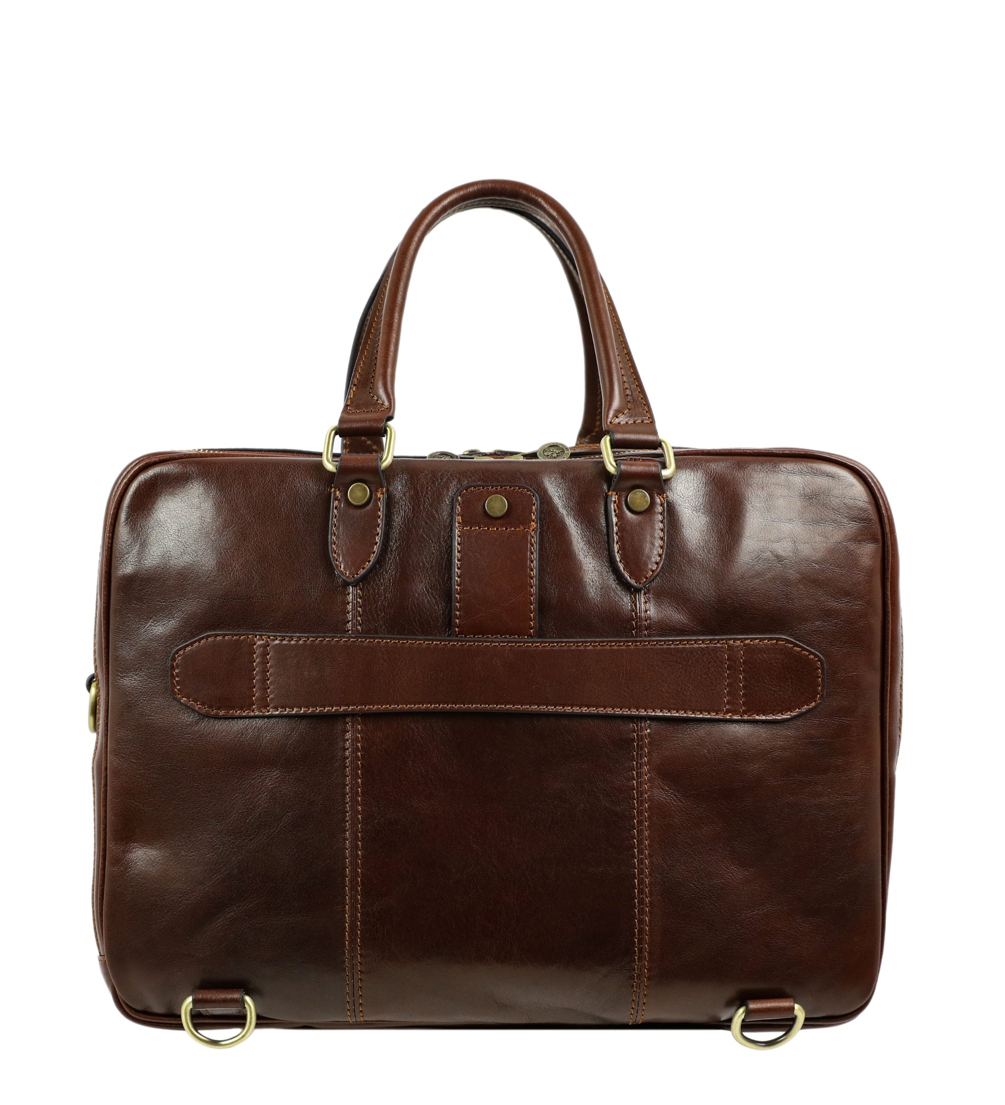 Brown Full-Grain Italian Leather Convertible Briefcase Backpack - A Farewell to Arms