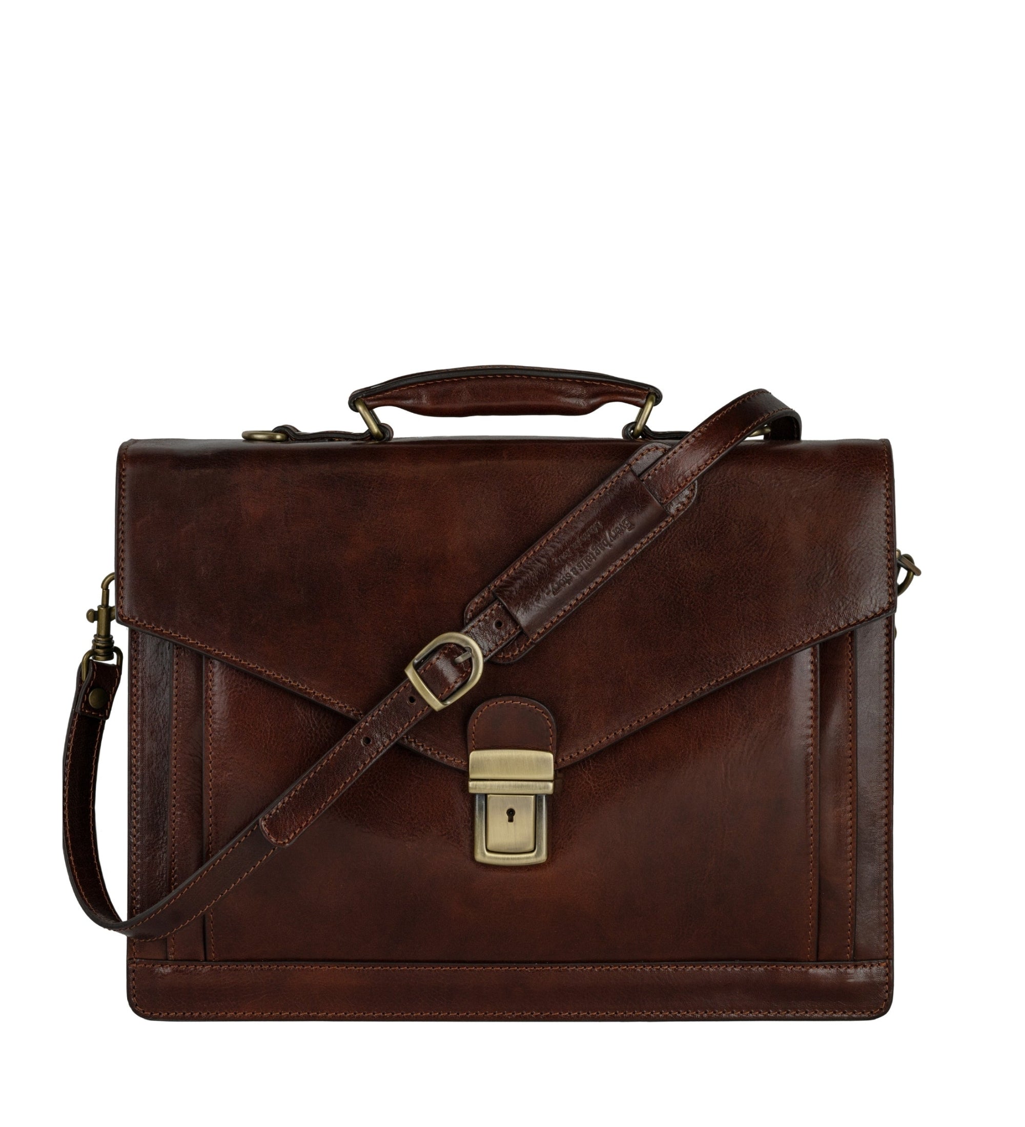 Classic Design Full Grain Italian Leather Briefcase - The Magus