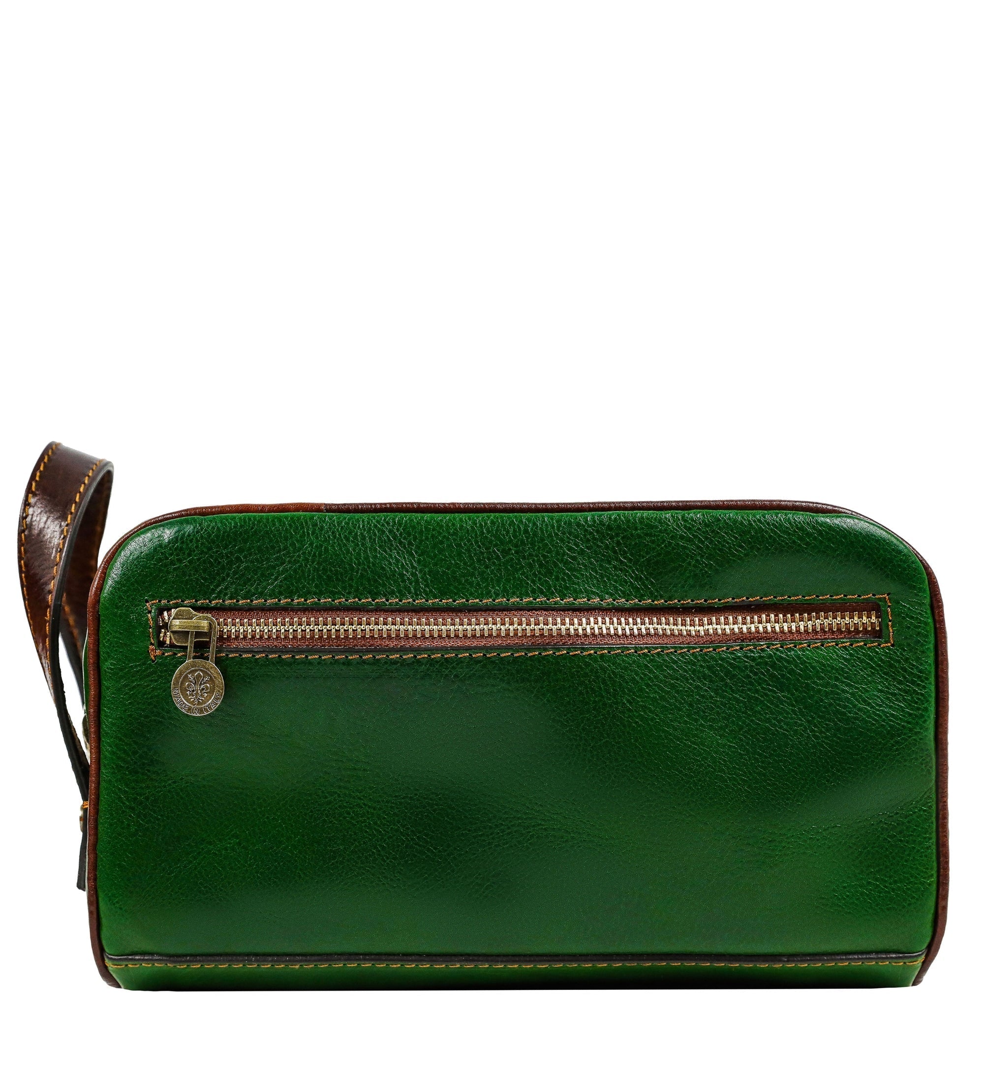 Unisex Full Grain Italian Leather Cosmetic Bag - All the Kings Men