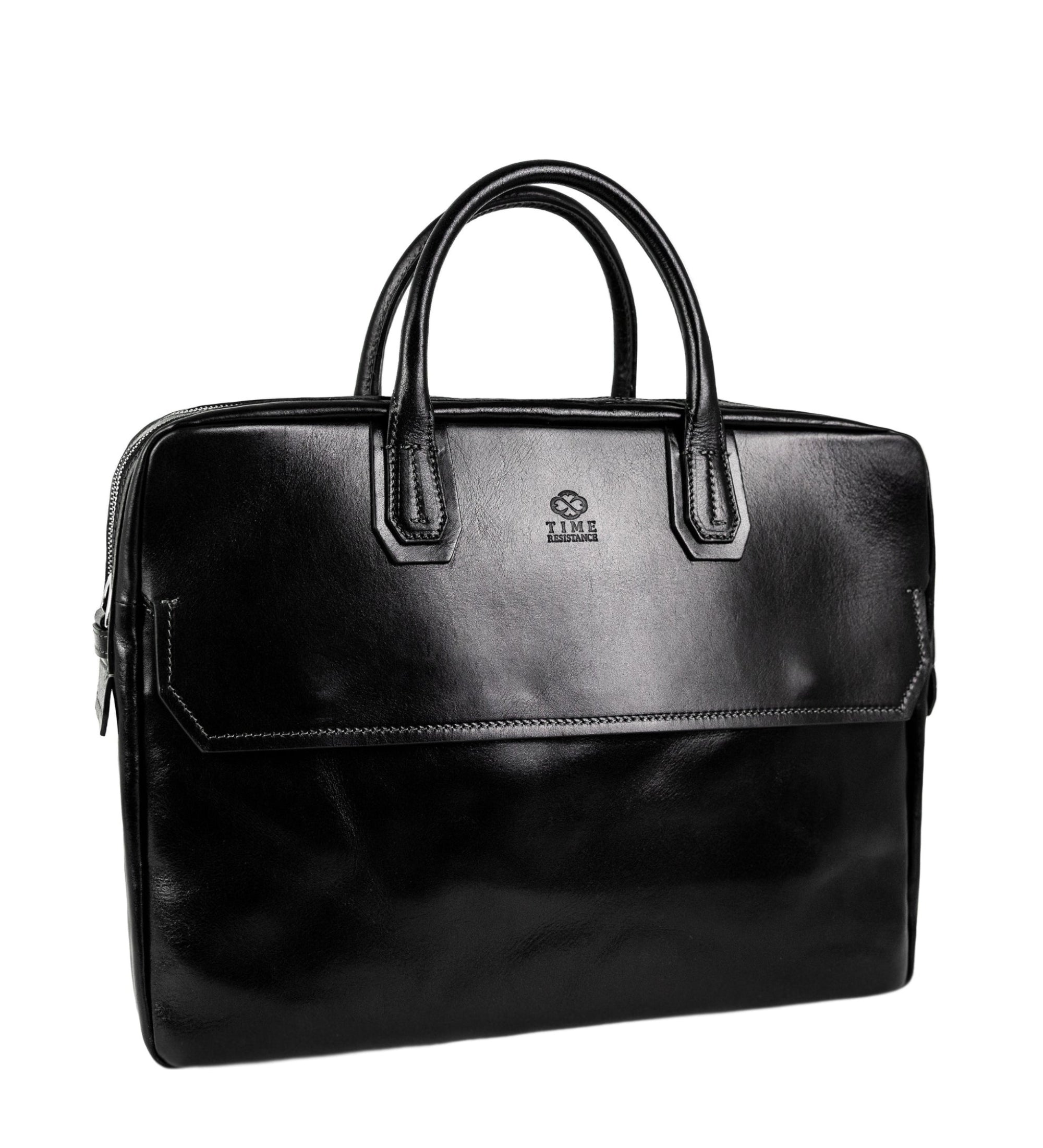 Large Full Grain Italian Leather Briefcase Laptop Bag - Nostromo